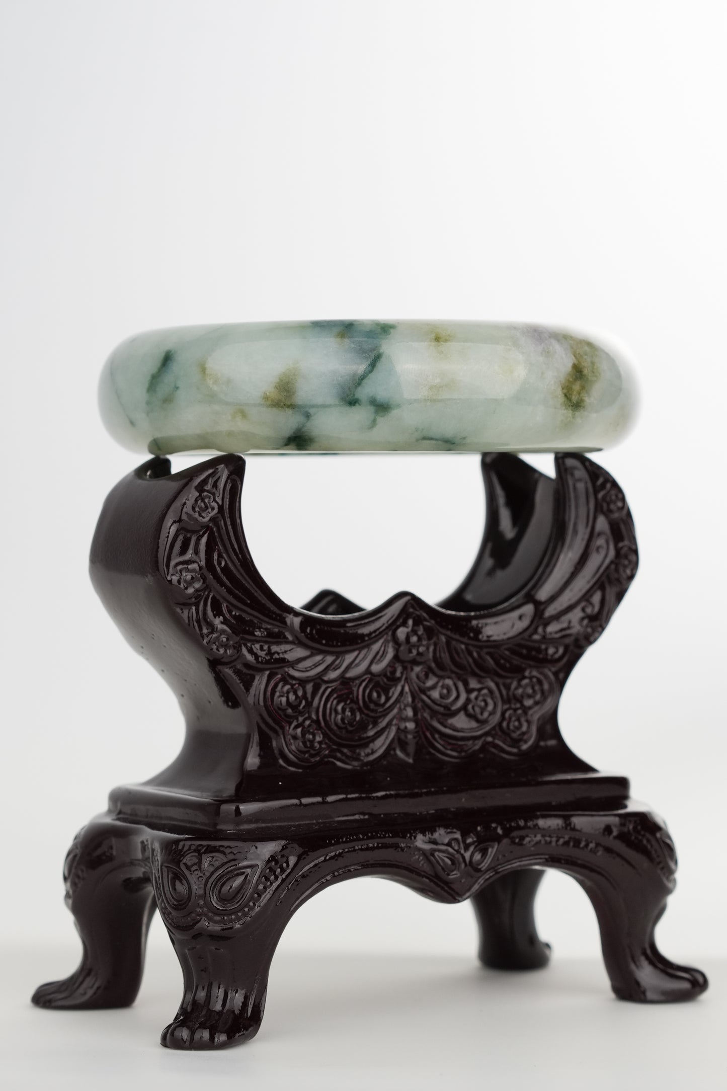 #0251 Blue Flower Yellow Jade Bangle Size 59.2