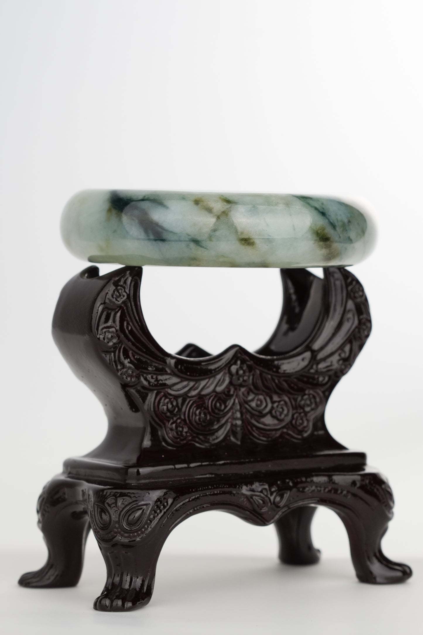 #0251 Blue Flower Yellow Jade Bangle Size 59.2