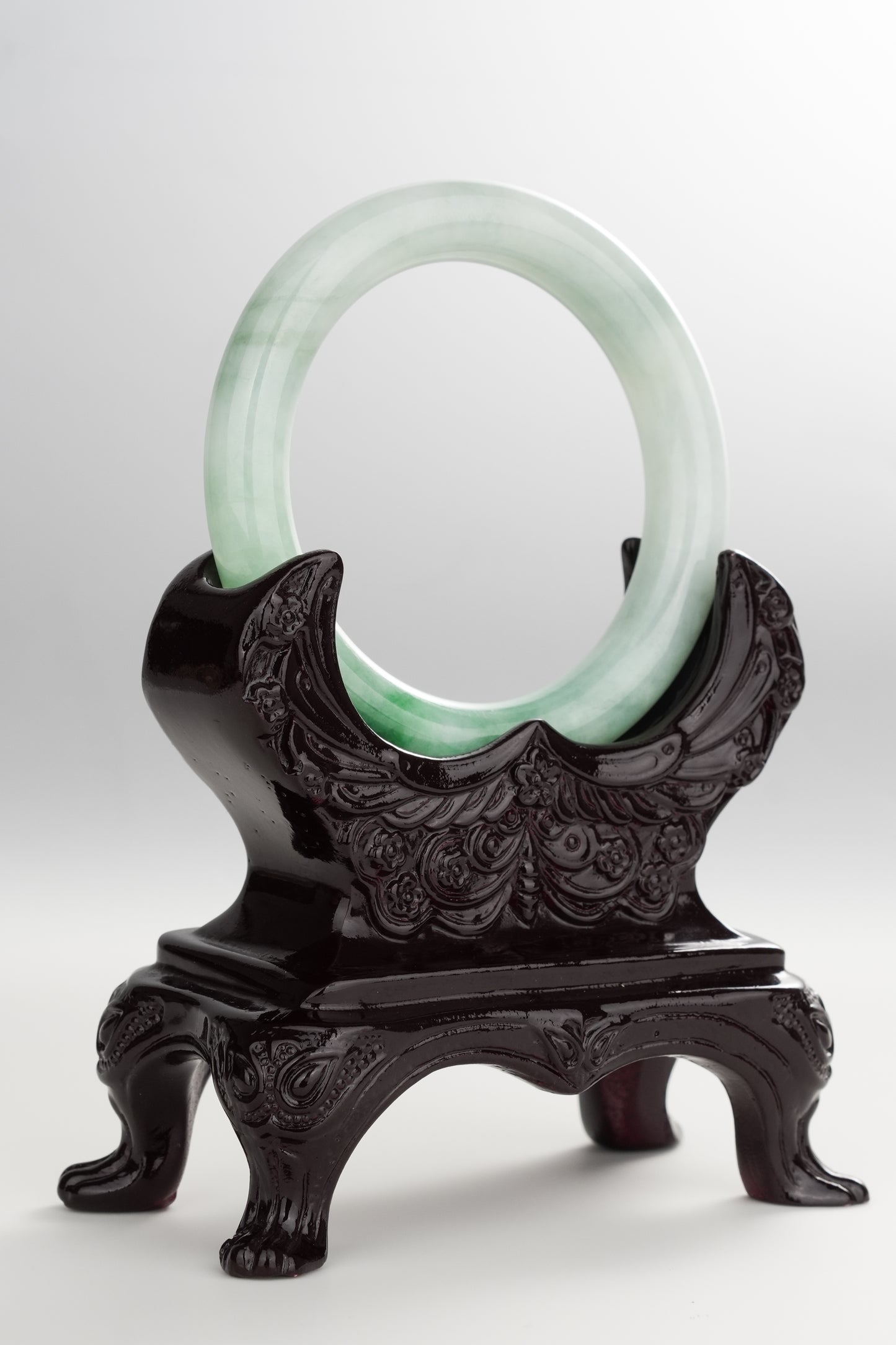 #0257 Imperial Green White Jade Bangle Size 50.2 (Fits Up to 52)