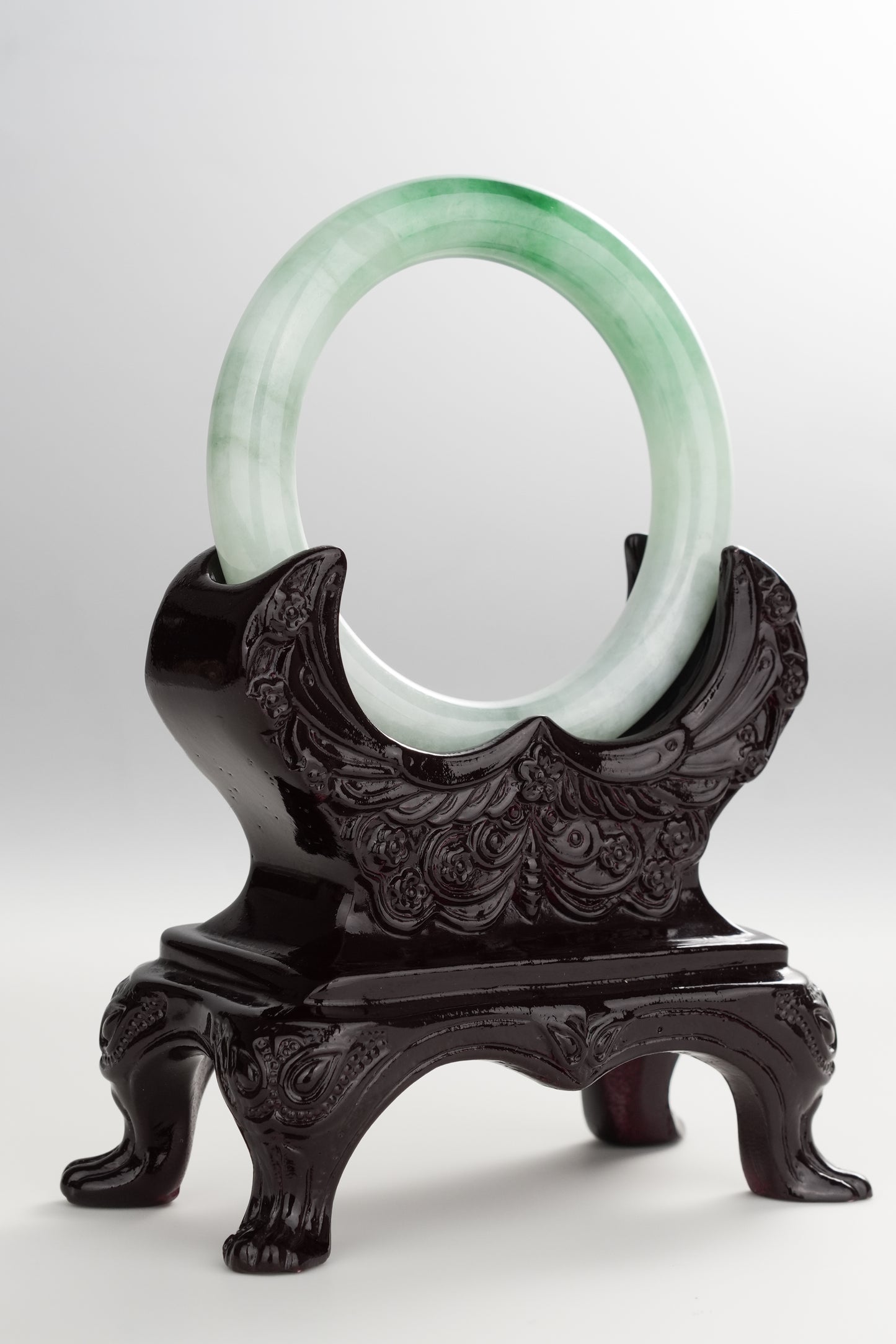 #0257 Imperial Green White Jade Bangle Size 50.2 (Fits Up to 52)