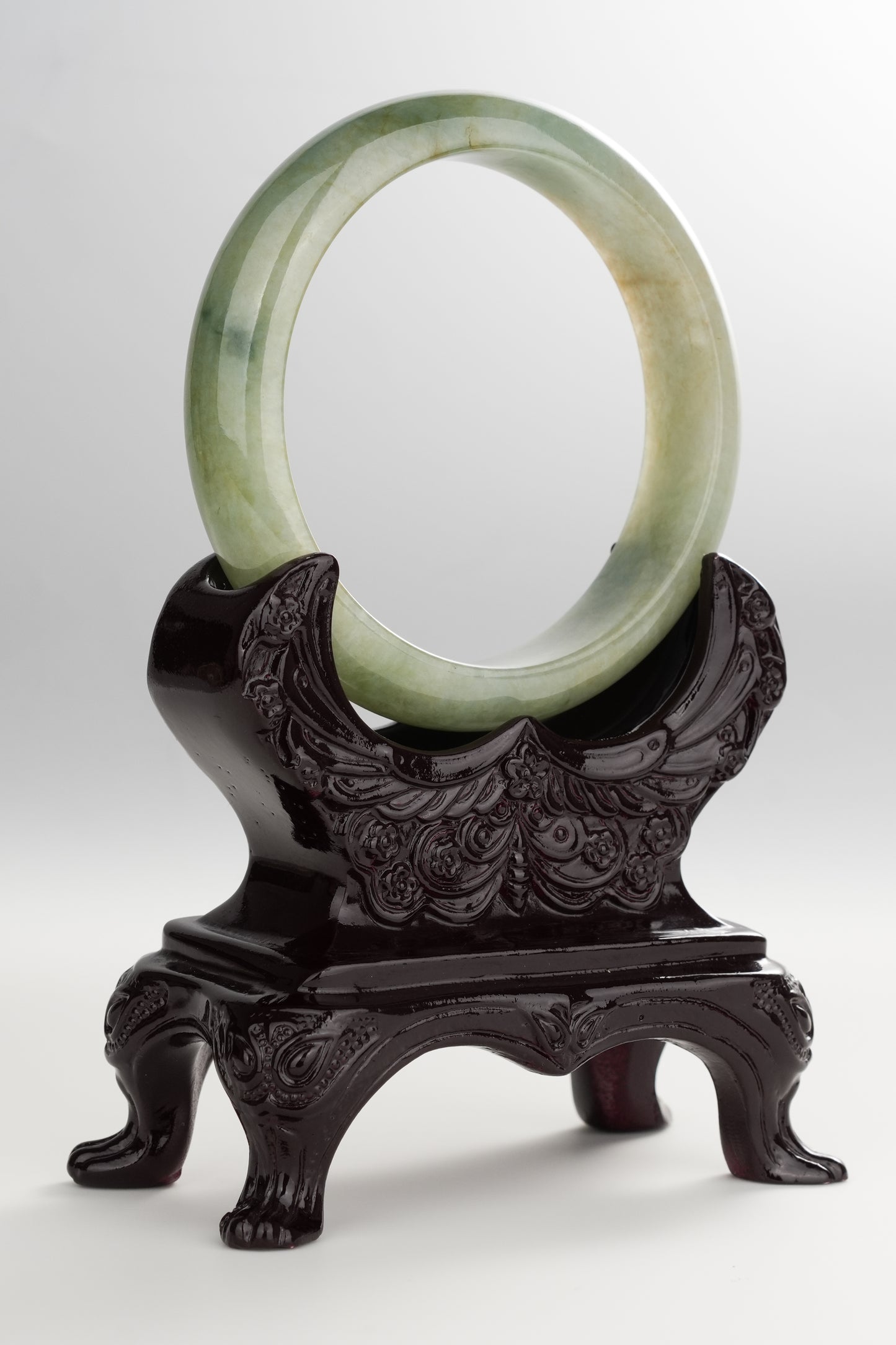 #0259 Icy Olive Green Jade Bangle Size 58.8