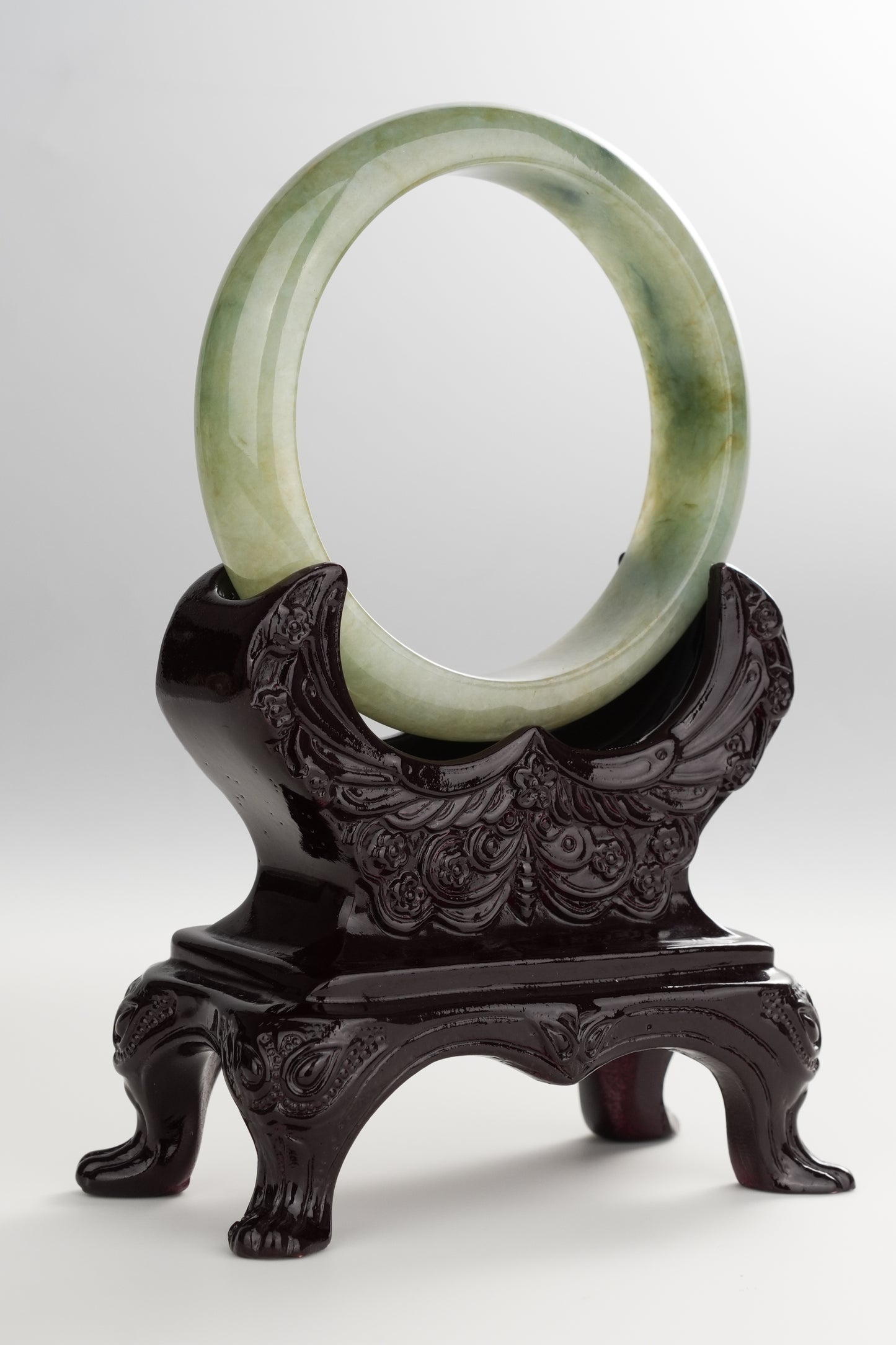#0259 Icy Olive Green Jade Bangle Size 58.8