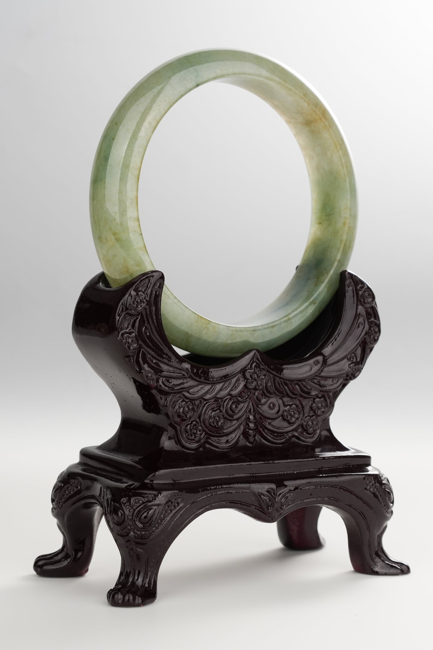 #0259 Icy Olive Green Jade Bangle Size 58.8