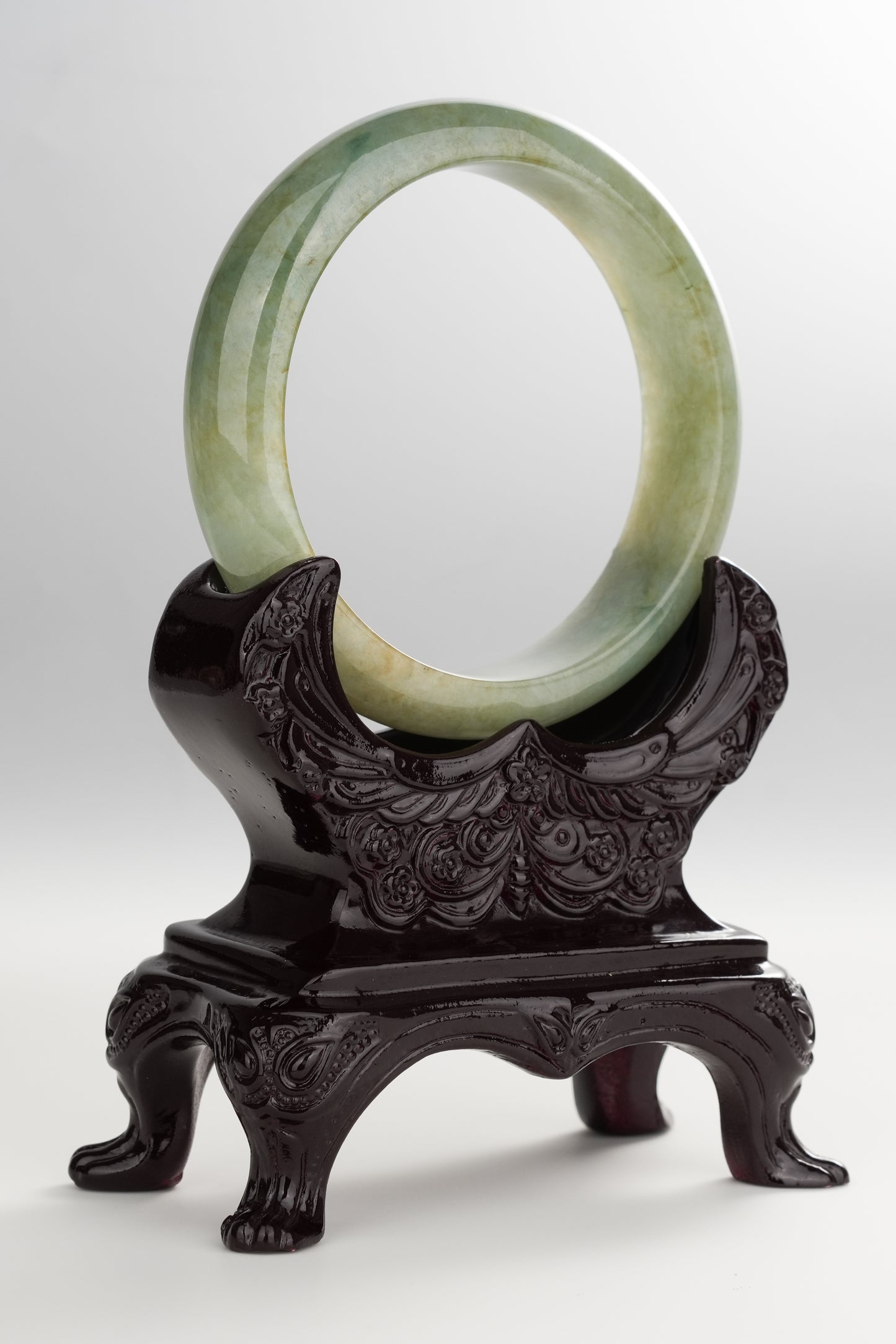 #0259 Icy Olive Green Jade Bangle Size 58.8