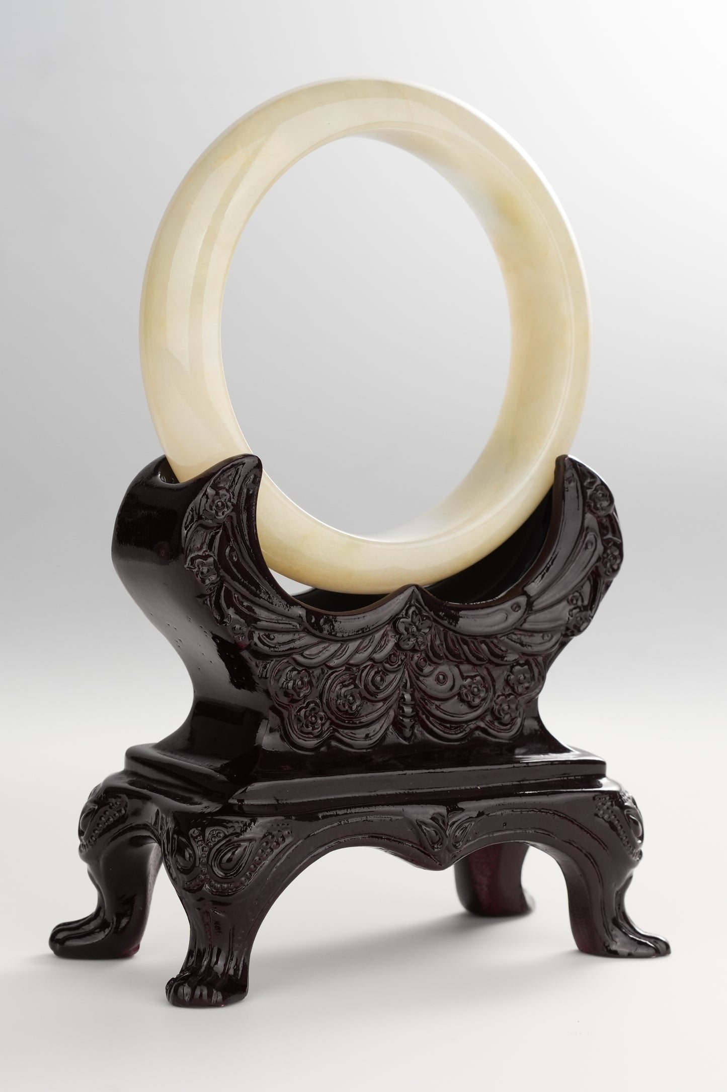 #0264 Icy Yellow White Jade Bangle Size 58.3