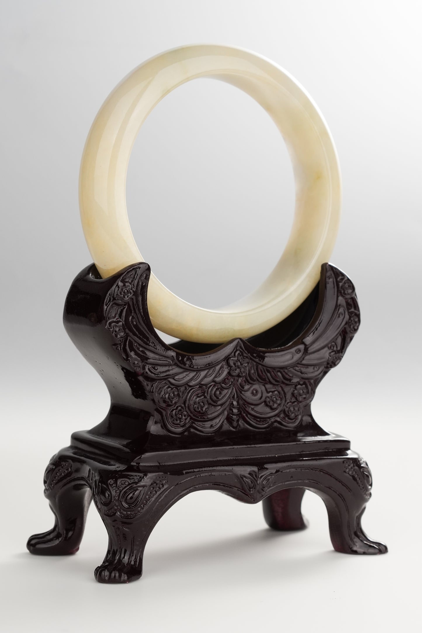#0264 Icy Yellow White Jade Bangle Size 58.3