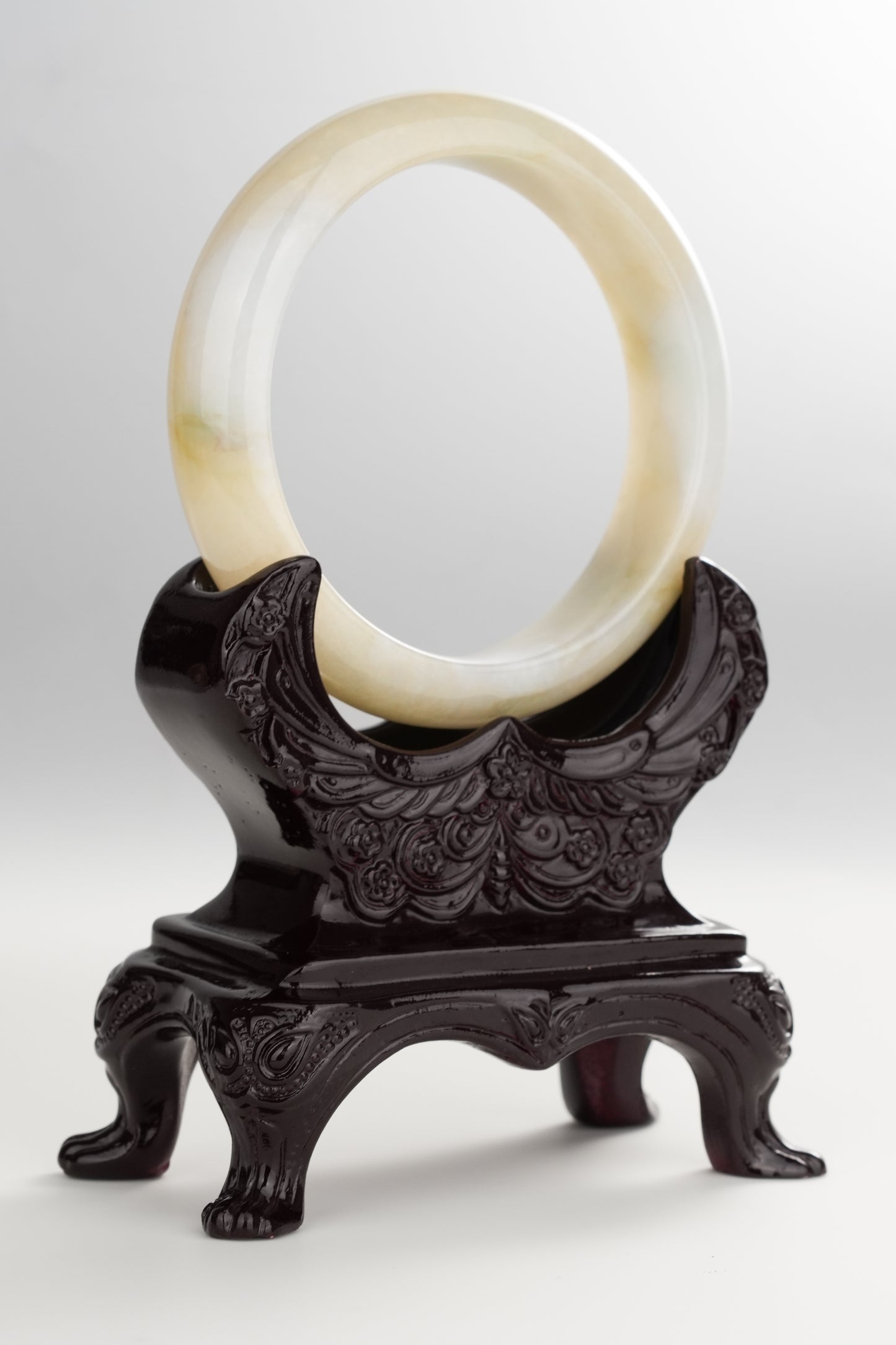 #0264 Icy Yellow White Jade Bangle Size 58.3