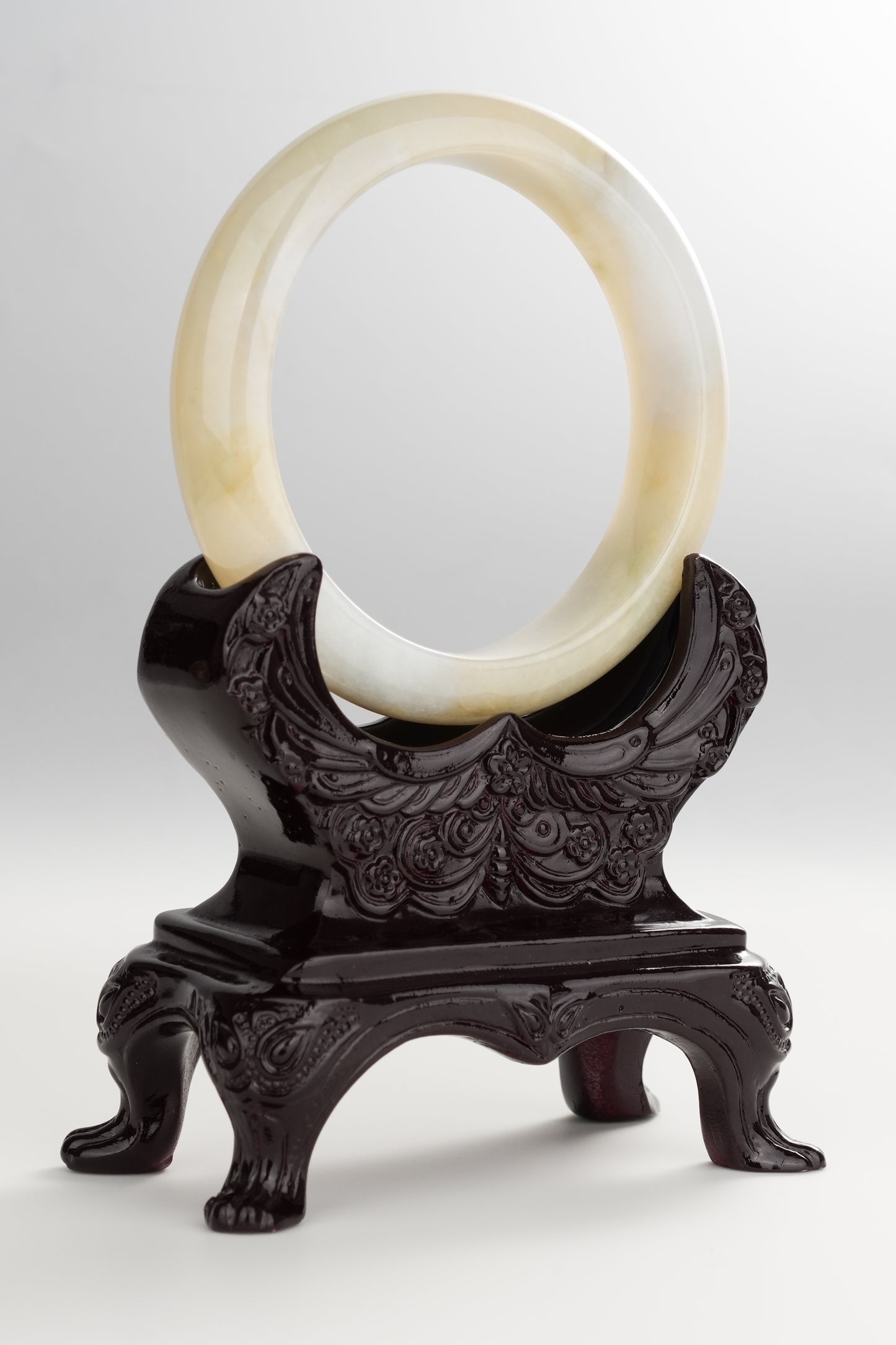 #0264 Icy Yellow White Jade Bangle Size 58.3