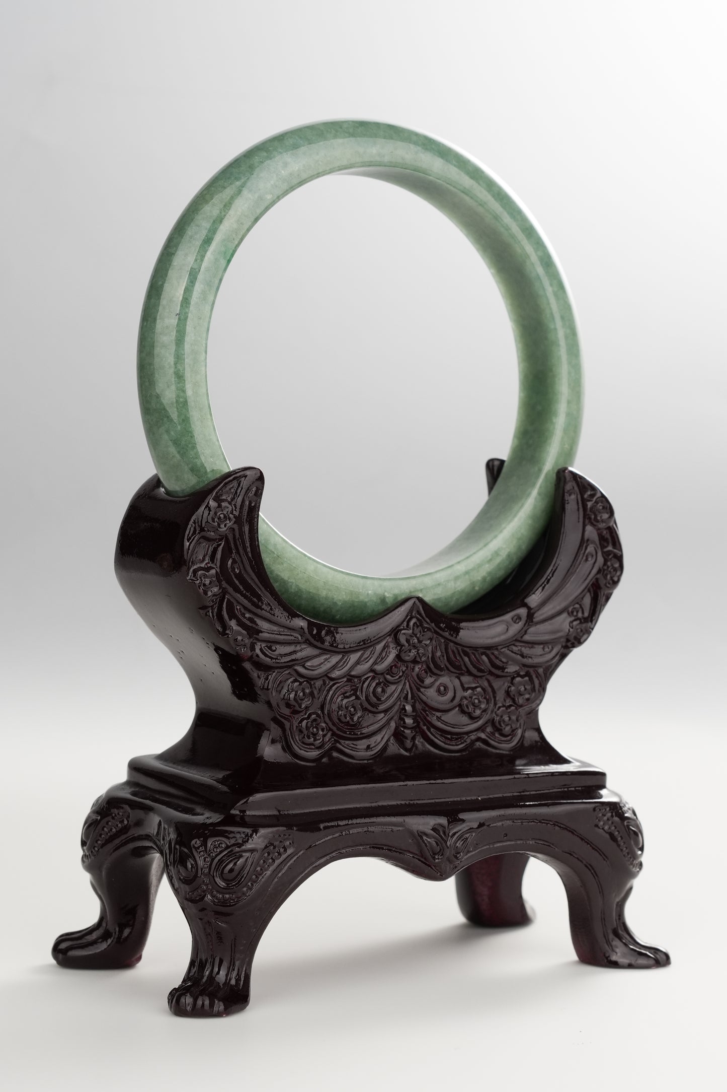 #0266 "Jungle" Olive Green Jade Bangle Size 60.2