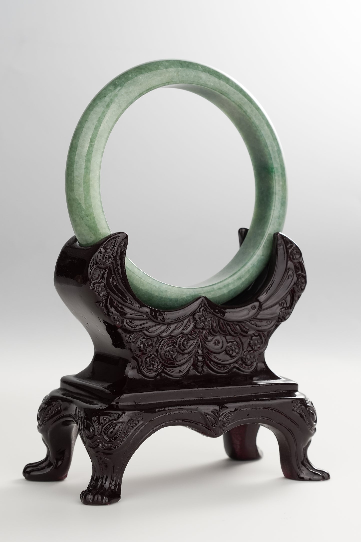 #0266 "Jungle" Olive Green Jade Bangle Size 60.2