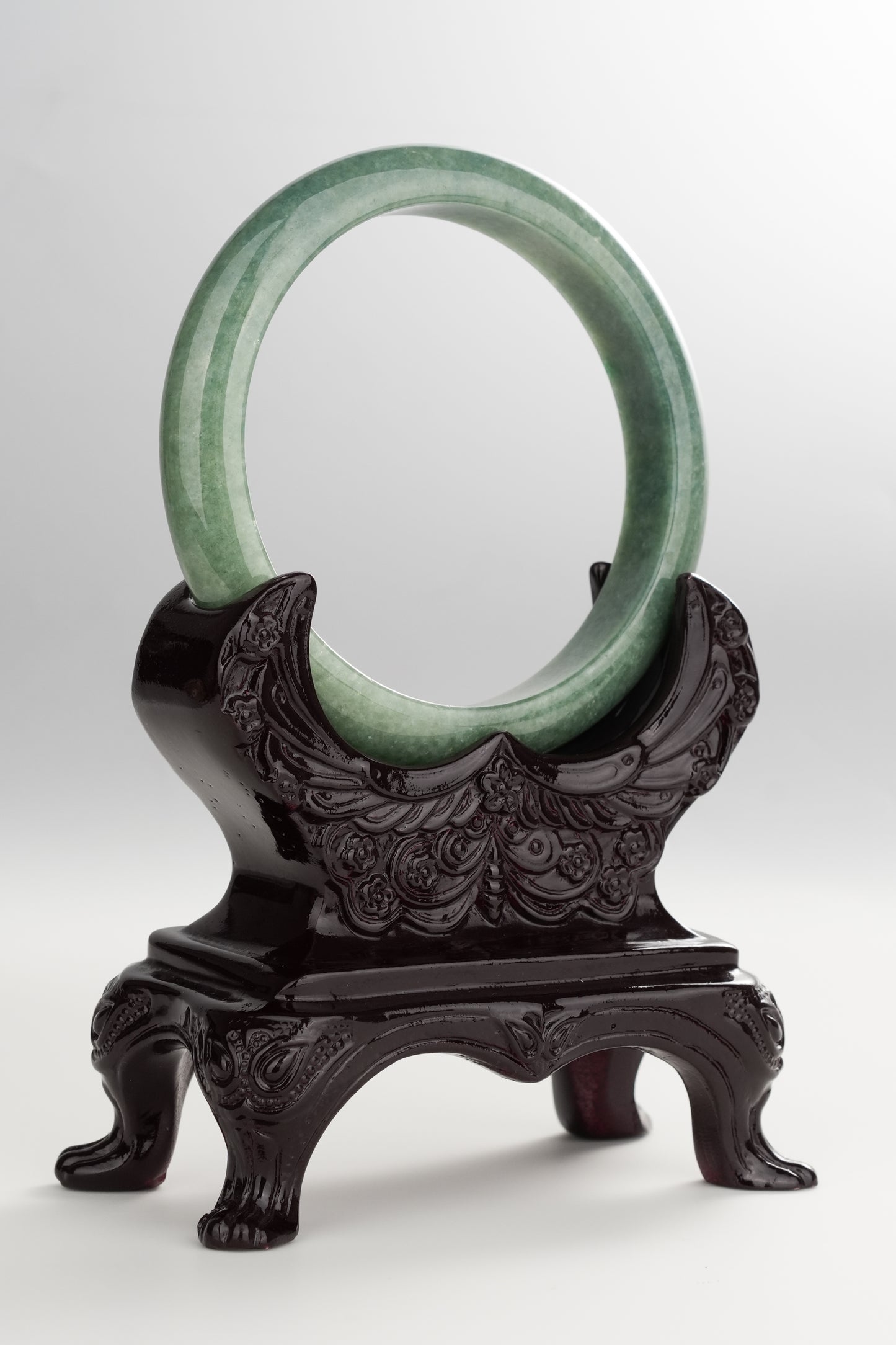 #0266 "Jungle" Olive Green Jade Bangle Size 60.2