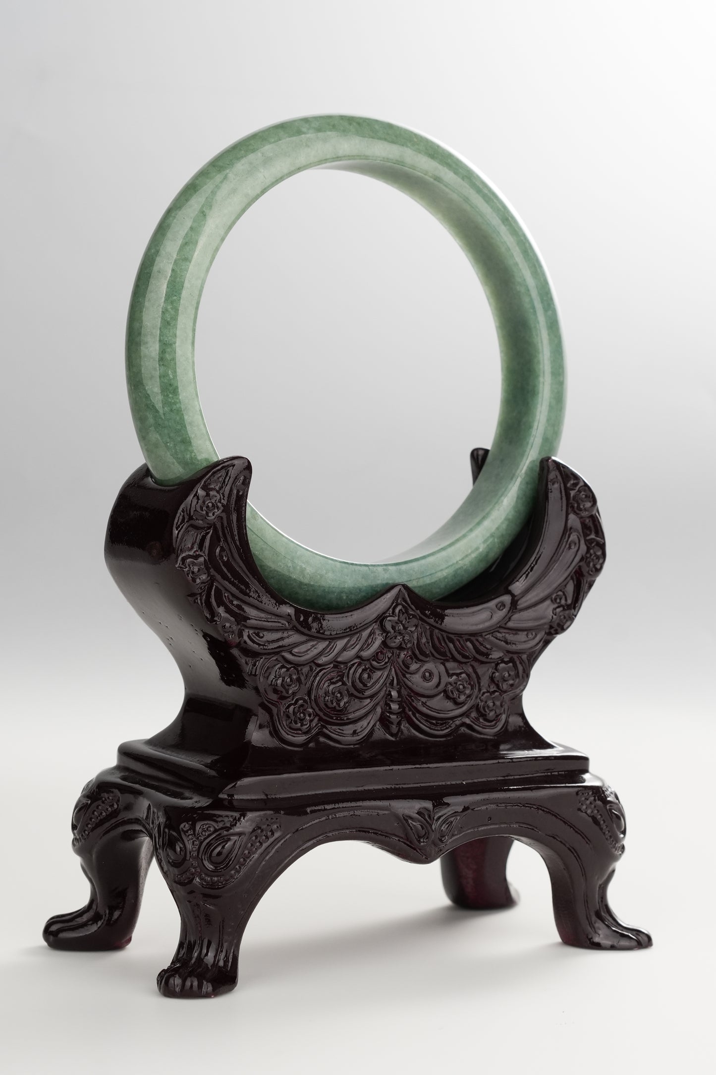 #0266 "Jungle" Olive Green Jade Bangle Size 60.2