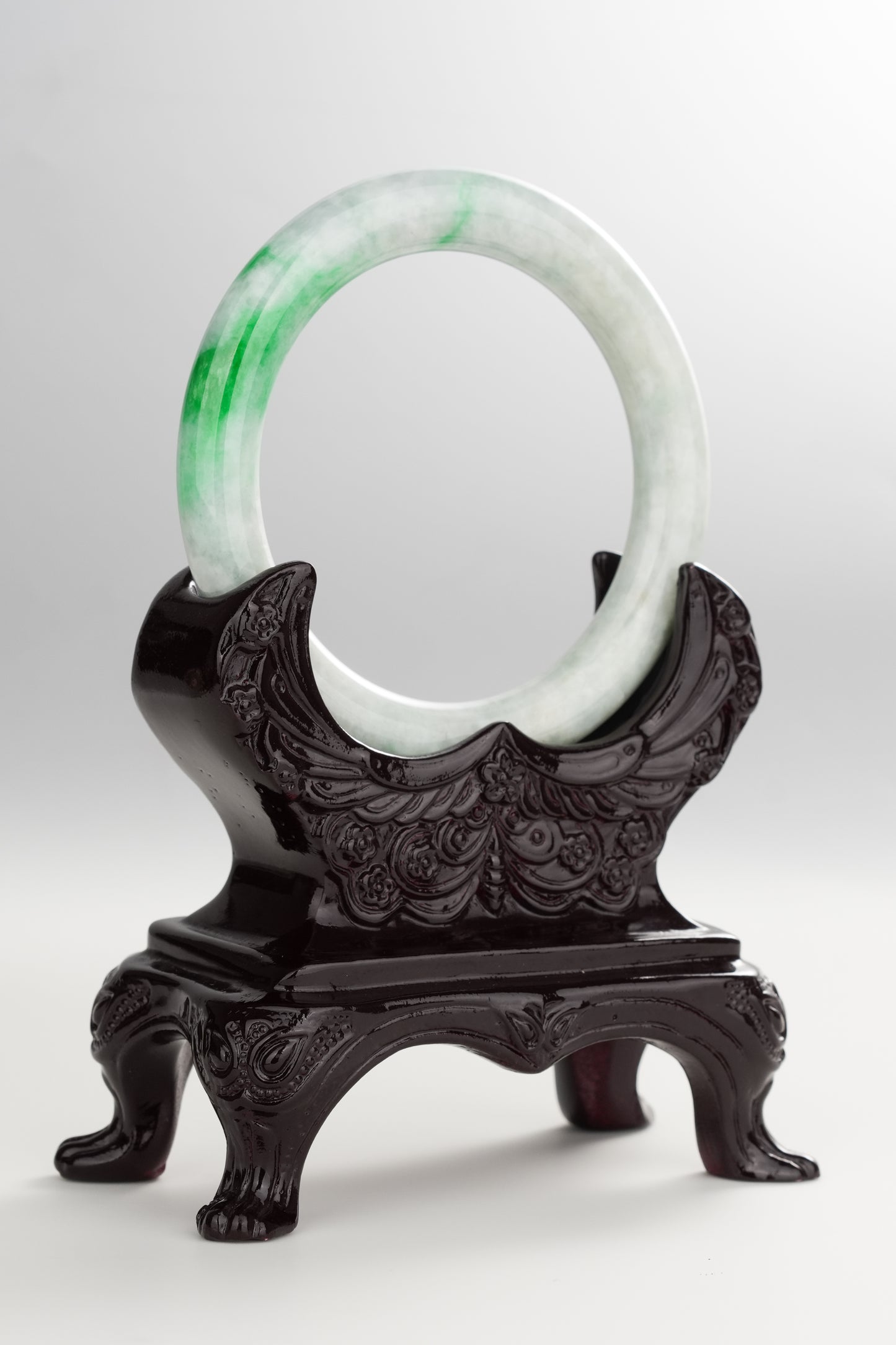 #0268 Bright Sun Green White Jade Bangle Size 54 (fits up to 55.5)