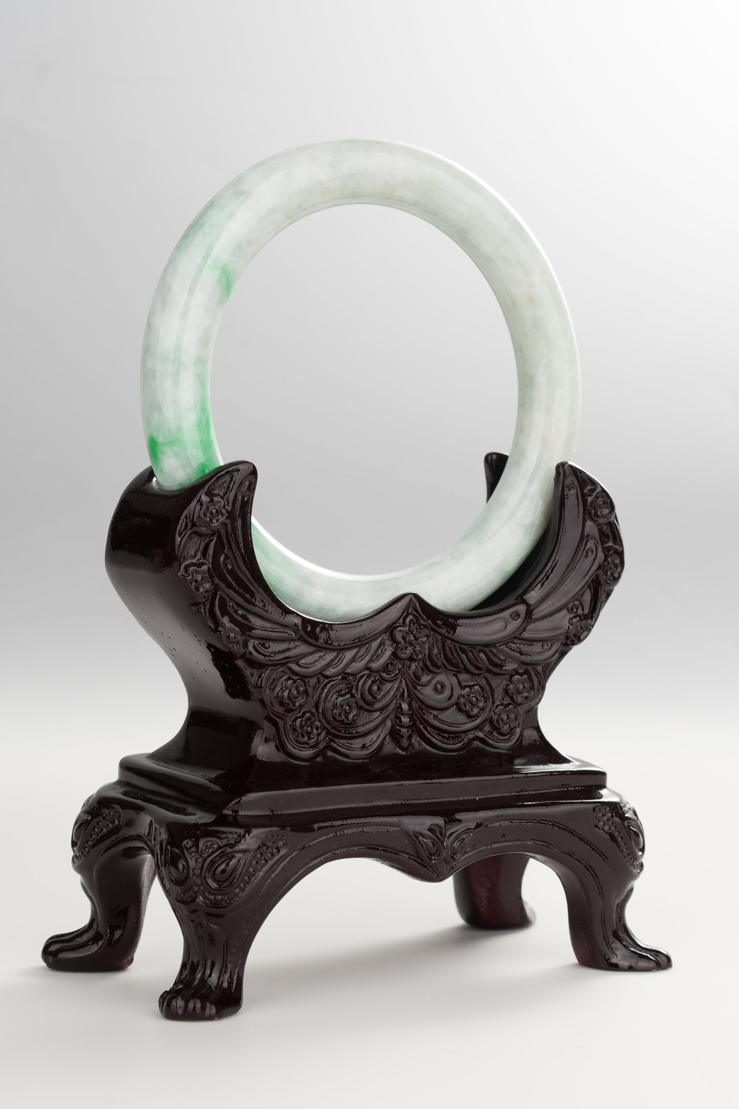 #0268 Bright Sun Green White Jade Bangle Size 54 (fits up to 55.5)