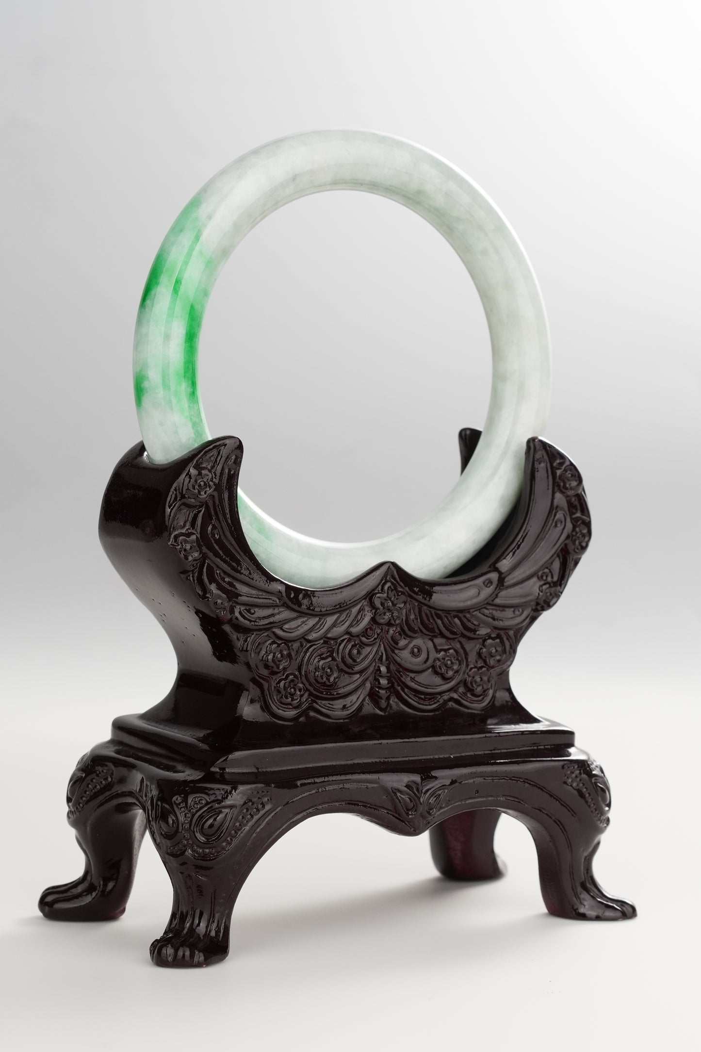 #0268 Bright Sun Green White Jade Bangle Size 54 (fits up to 55.5)