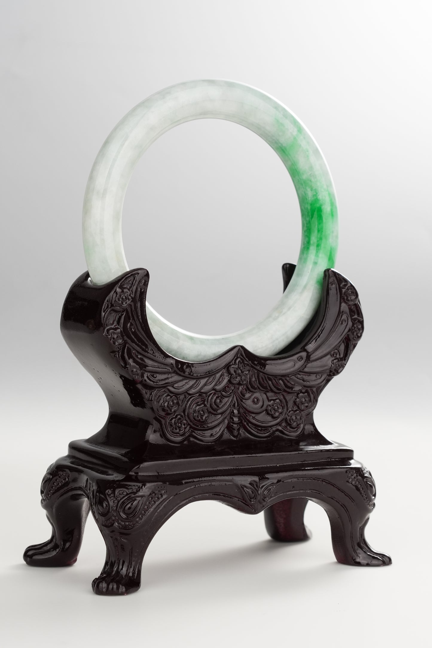 #0268 Bright Sun Green White Jade Bangle Size 54 (fits up to 55.5)