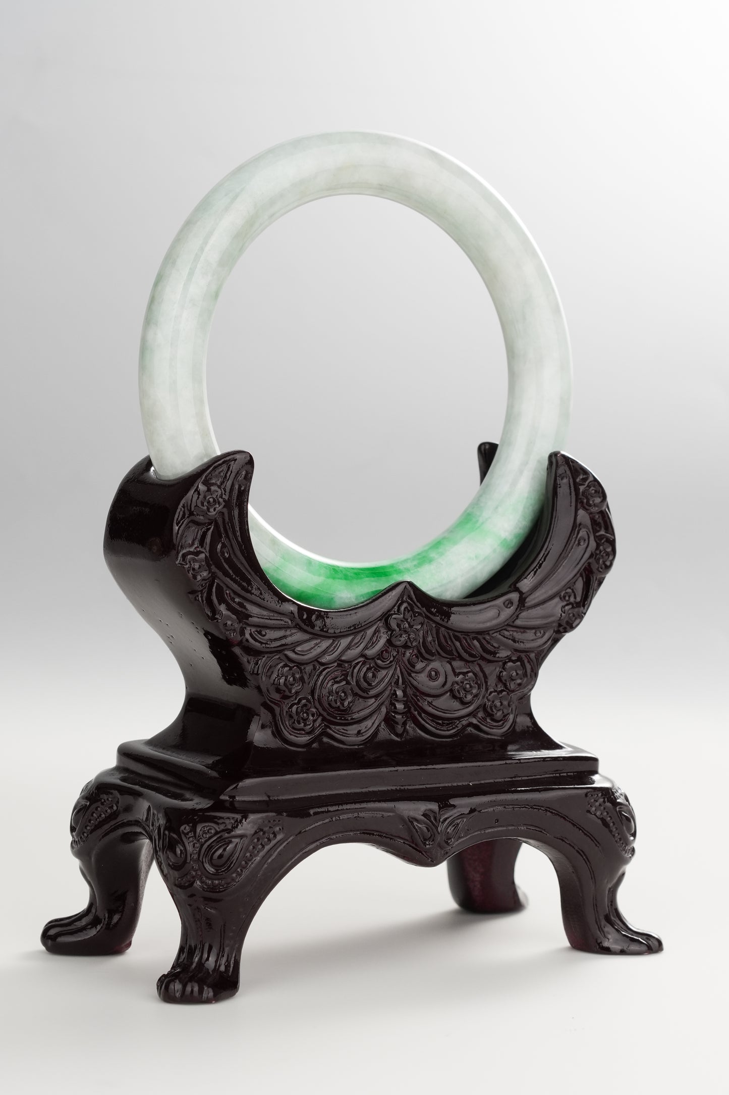 #0268 Bright Sun Green White Jade Bangle Size 54 (fits up to 55.5)