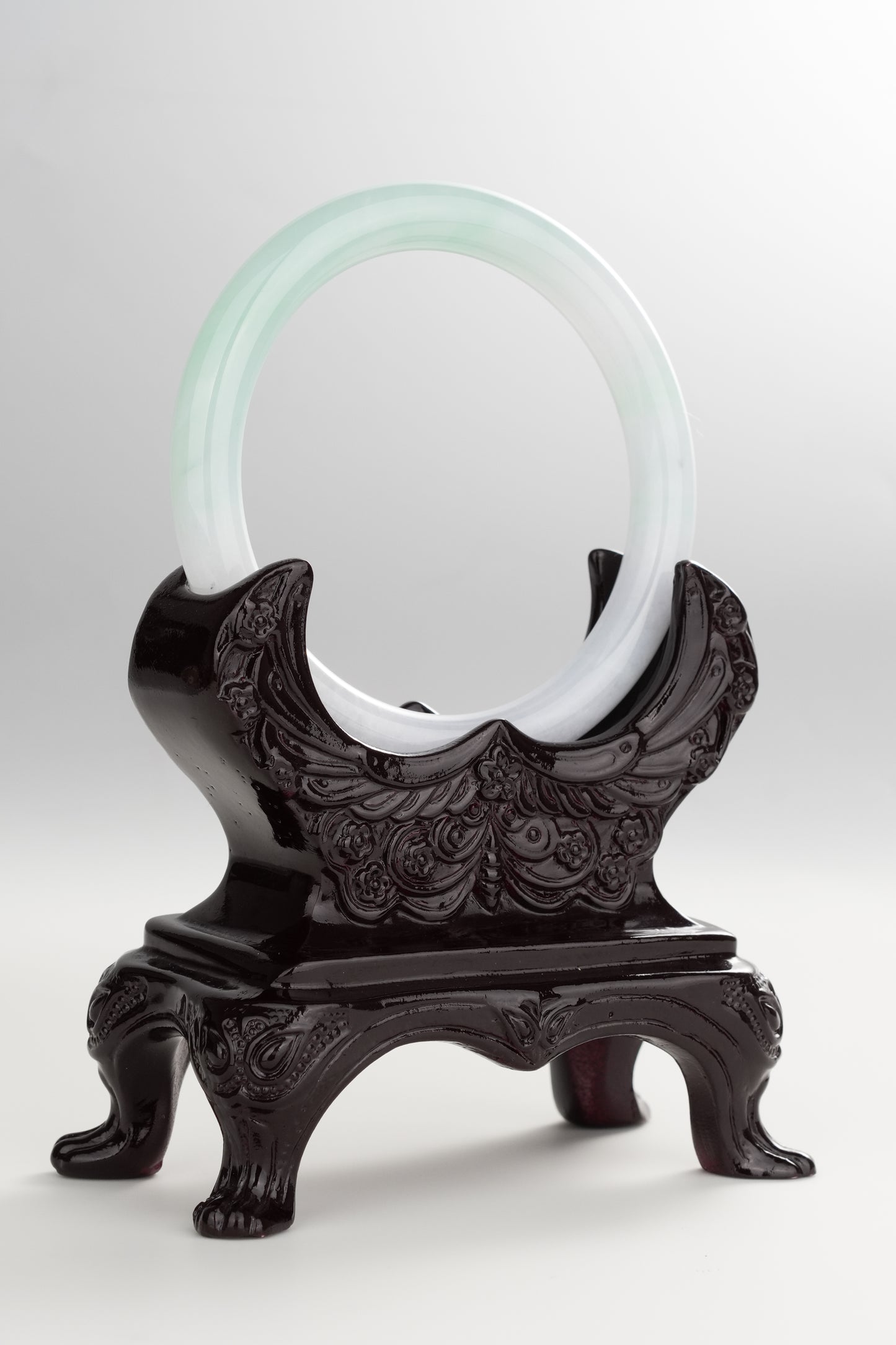 #0270 "Jelly" Icy Green White Jade Bangle Size 56 (fits up to 57.5)