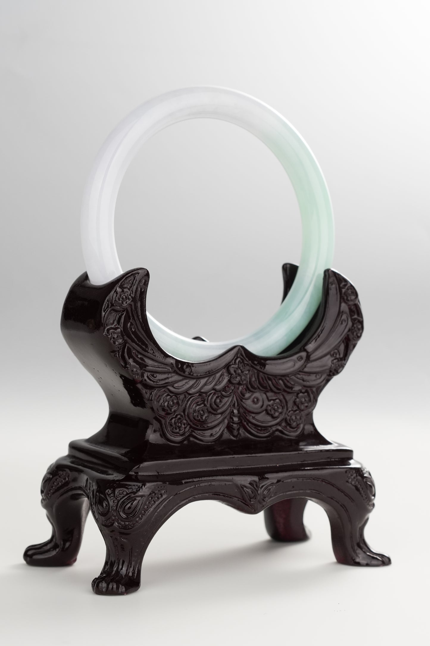 #0270 "Jelly" Icy Green White Jade Bangle Size 56 (fits up to 57.5)
