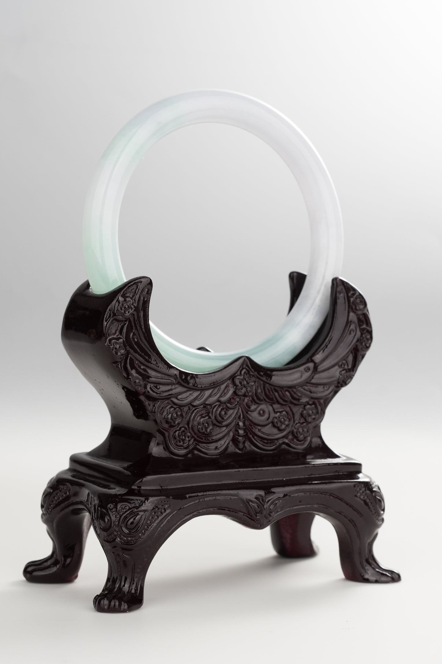 #0270 "Jelly" Icy Green White Jade Bangle Size 56 (fits up to 57.5)