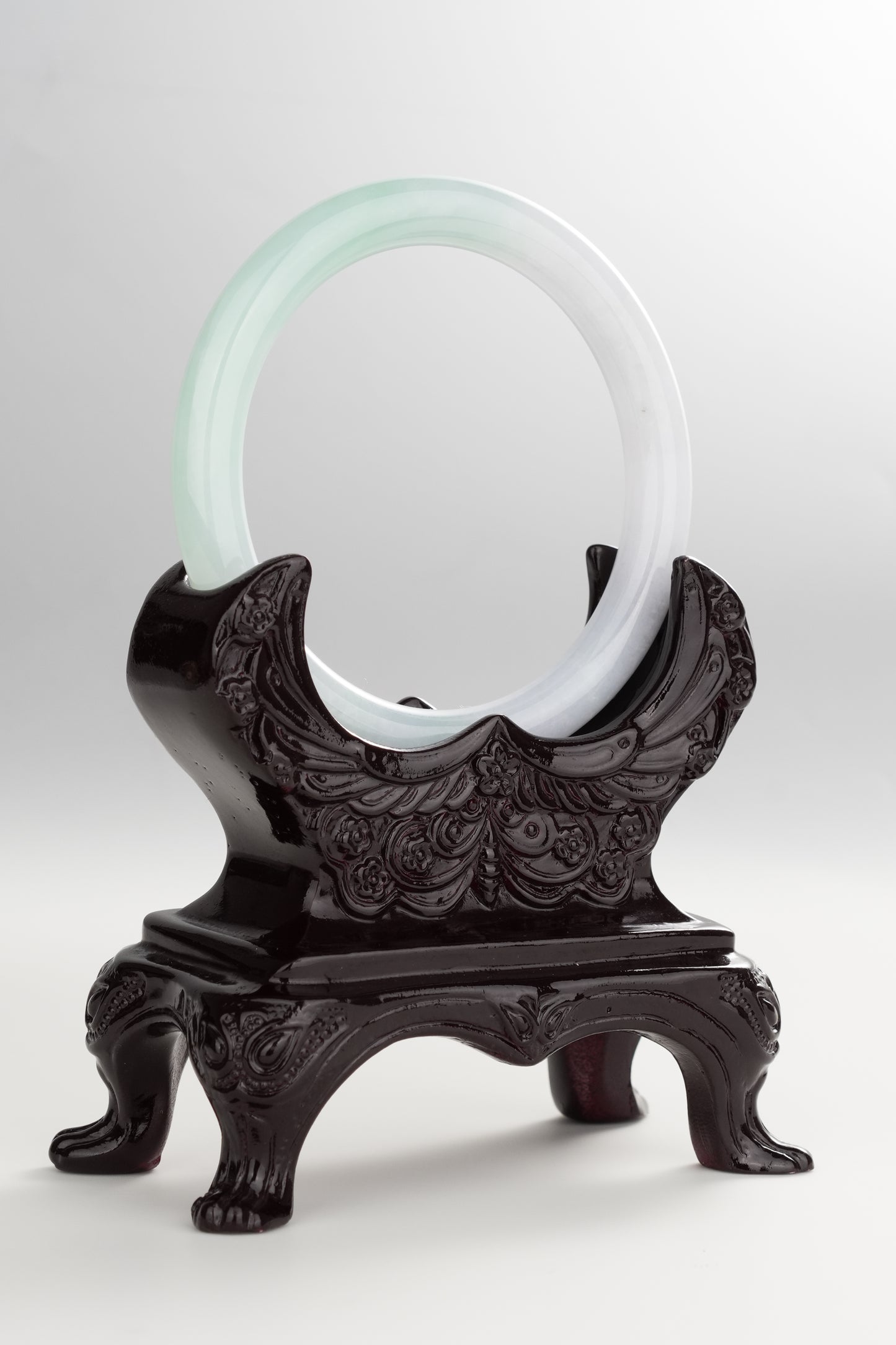 #0270 "Jelly" Icy Green White Jade Bangle Size 56 (fits up to 57.5)