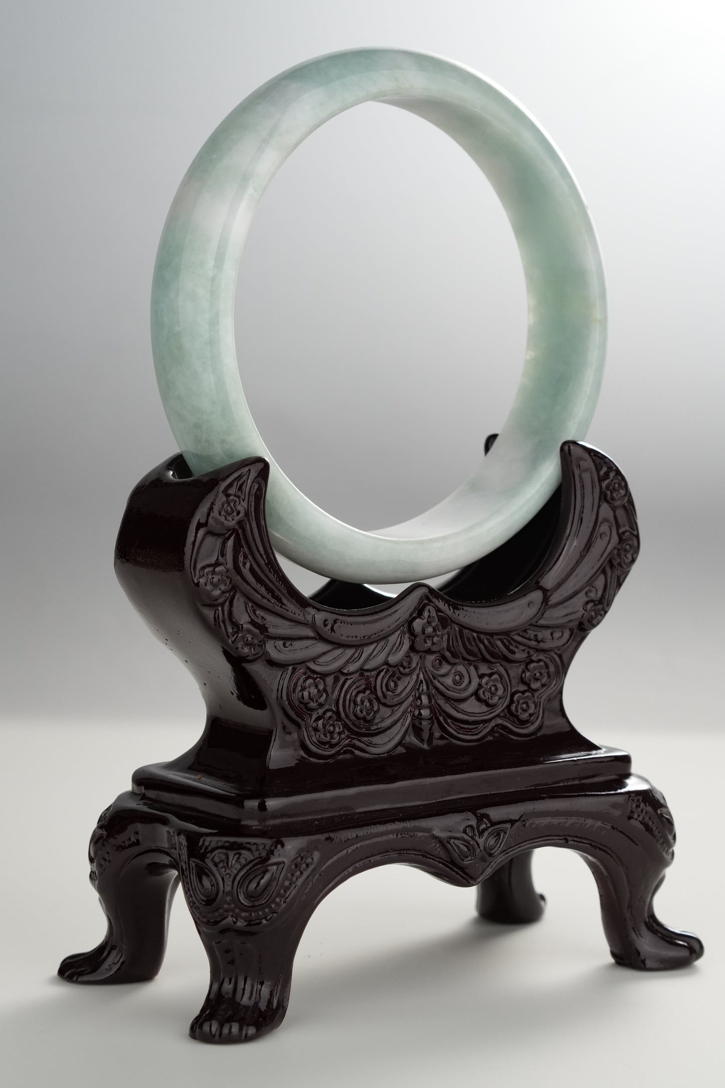 #0282 Bluish Green White Jade Bangle Size 61