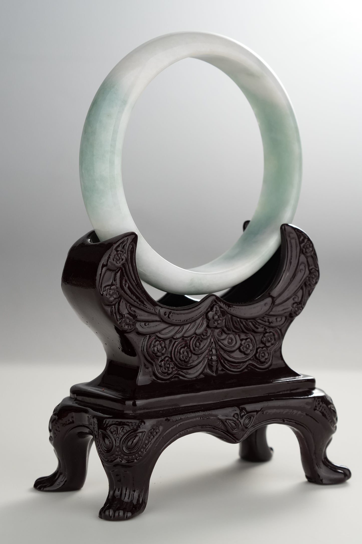 #0282 Bluish Green White Jade Bangle Size 61