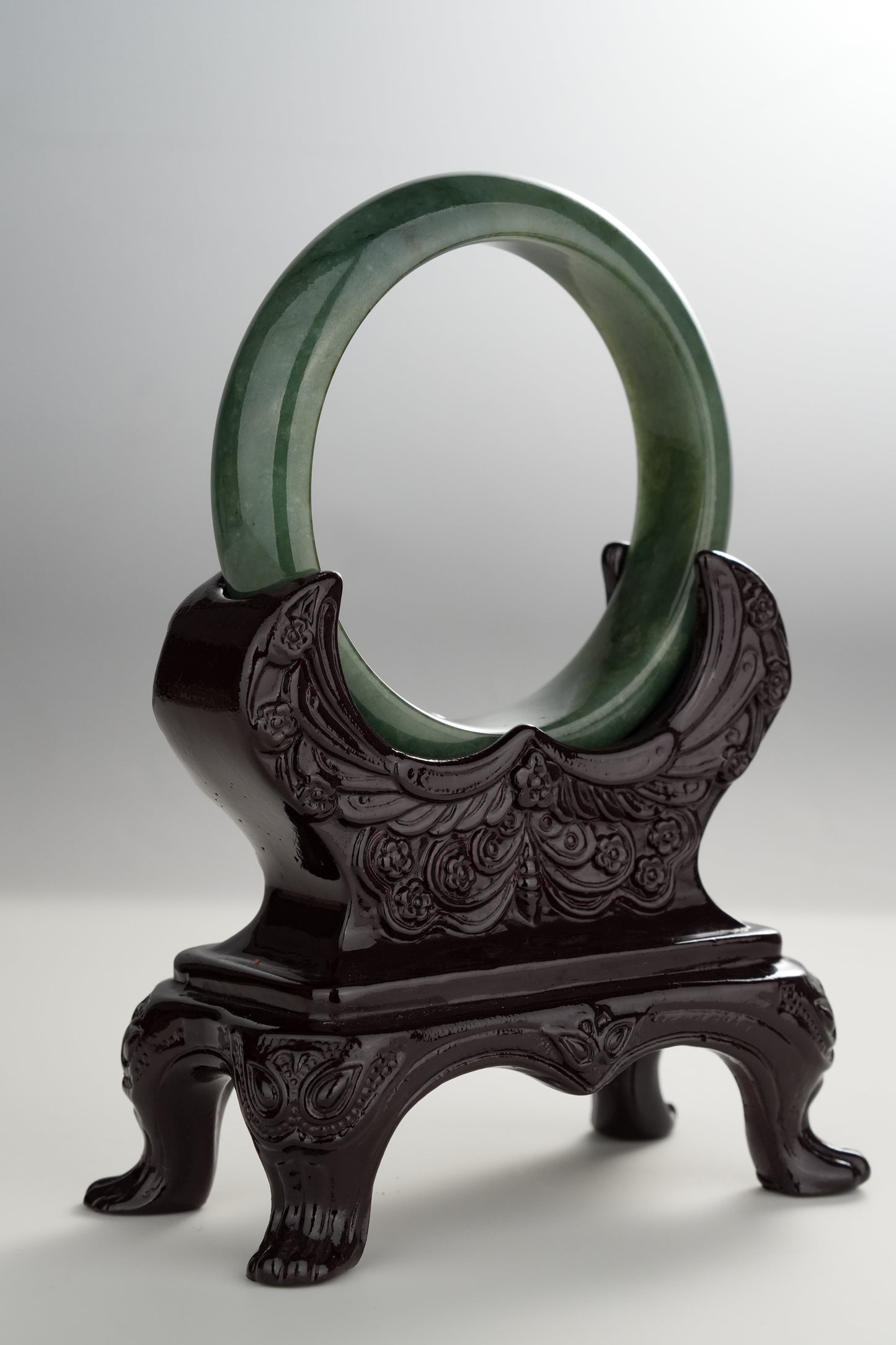 #0284 Rich Olive Green Blue Water Jade Bangle Size 55