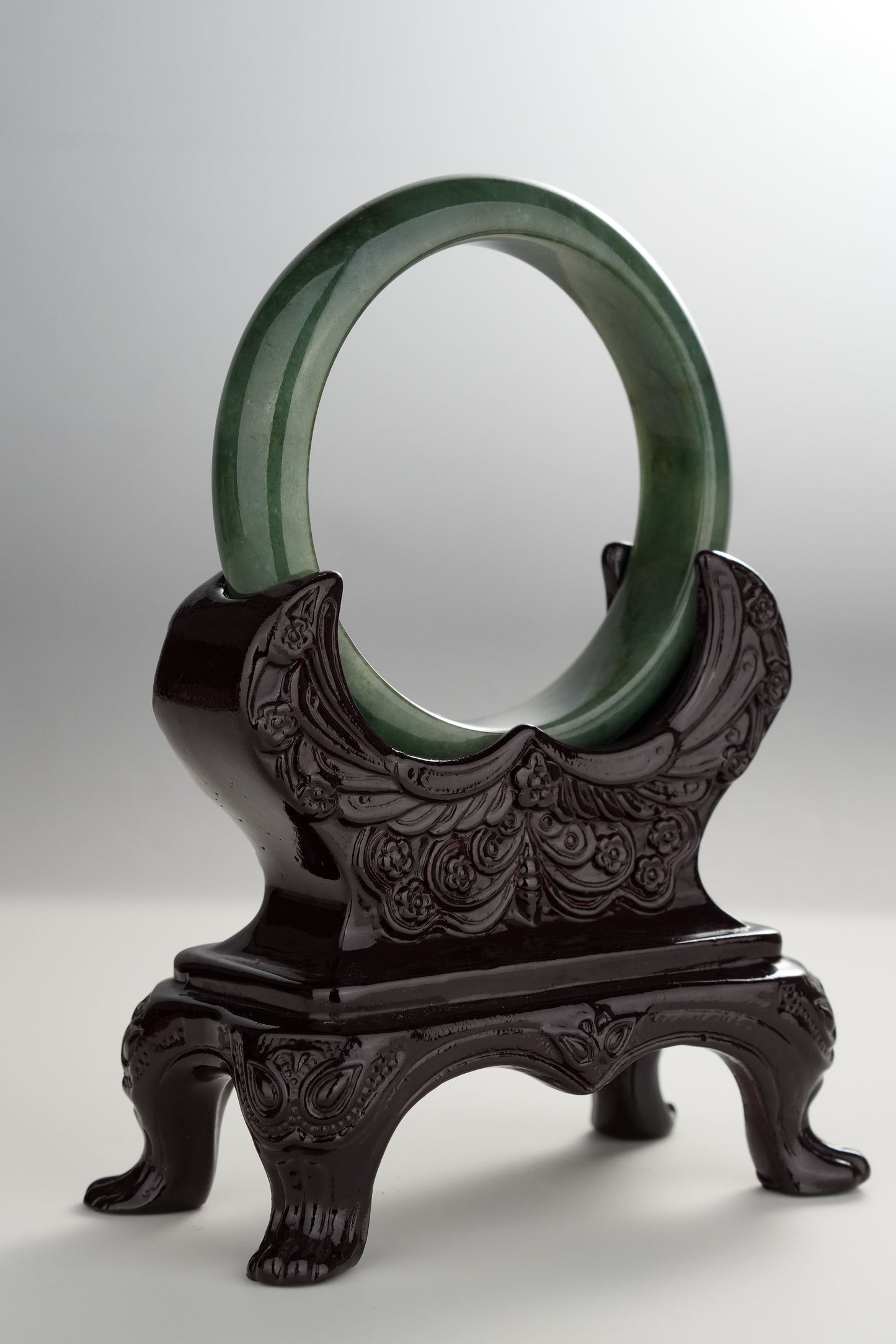 #0284 Rich Olive Green Blue Water Jade Bangle Size 55