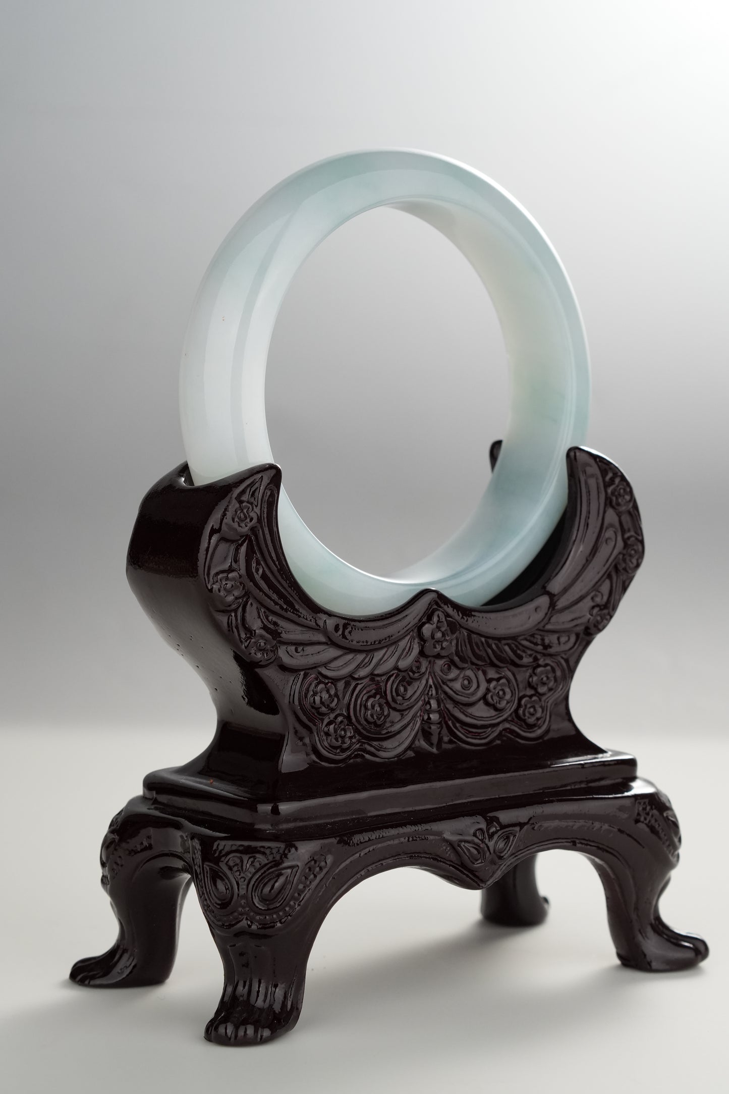 #0288 Icy Light Blue Jade Bangle Size 52.4