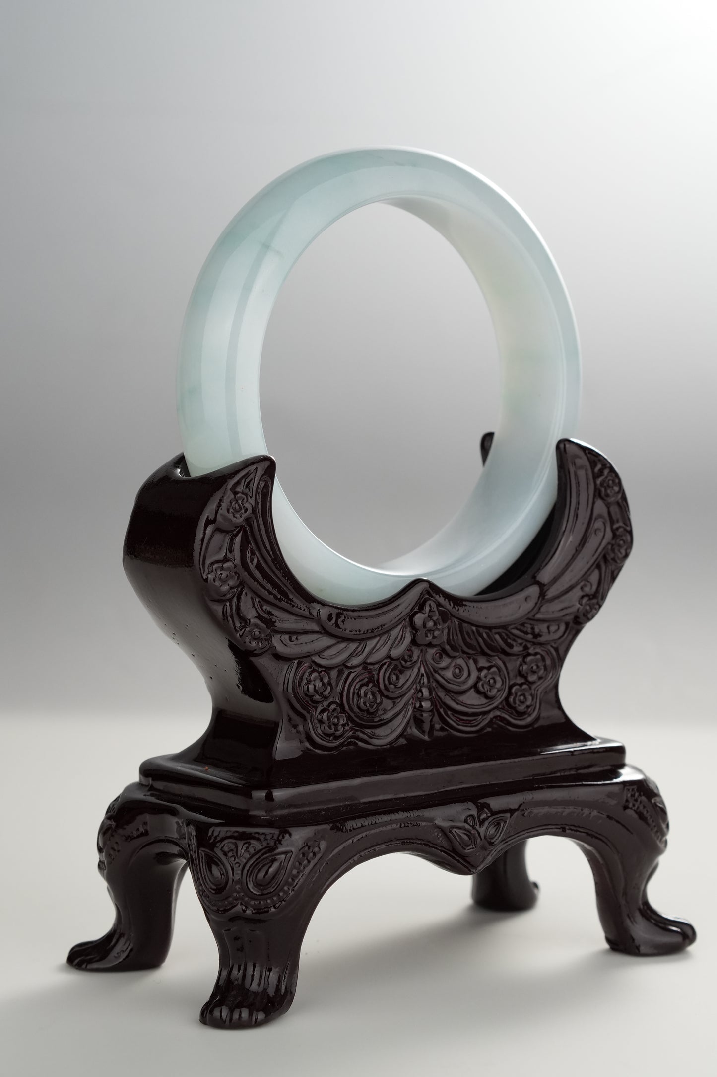 #0288 Icy Light Blue Jade Bangle Size 52.4