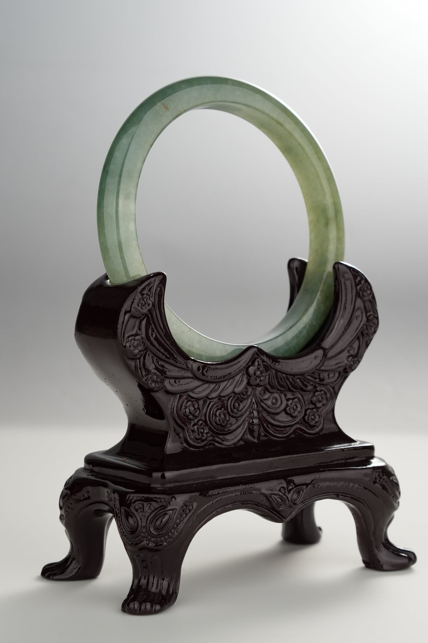 #0290 Icy Olive Green Jade Bangle Size 58