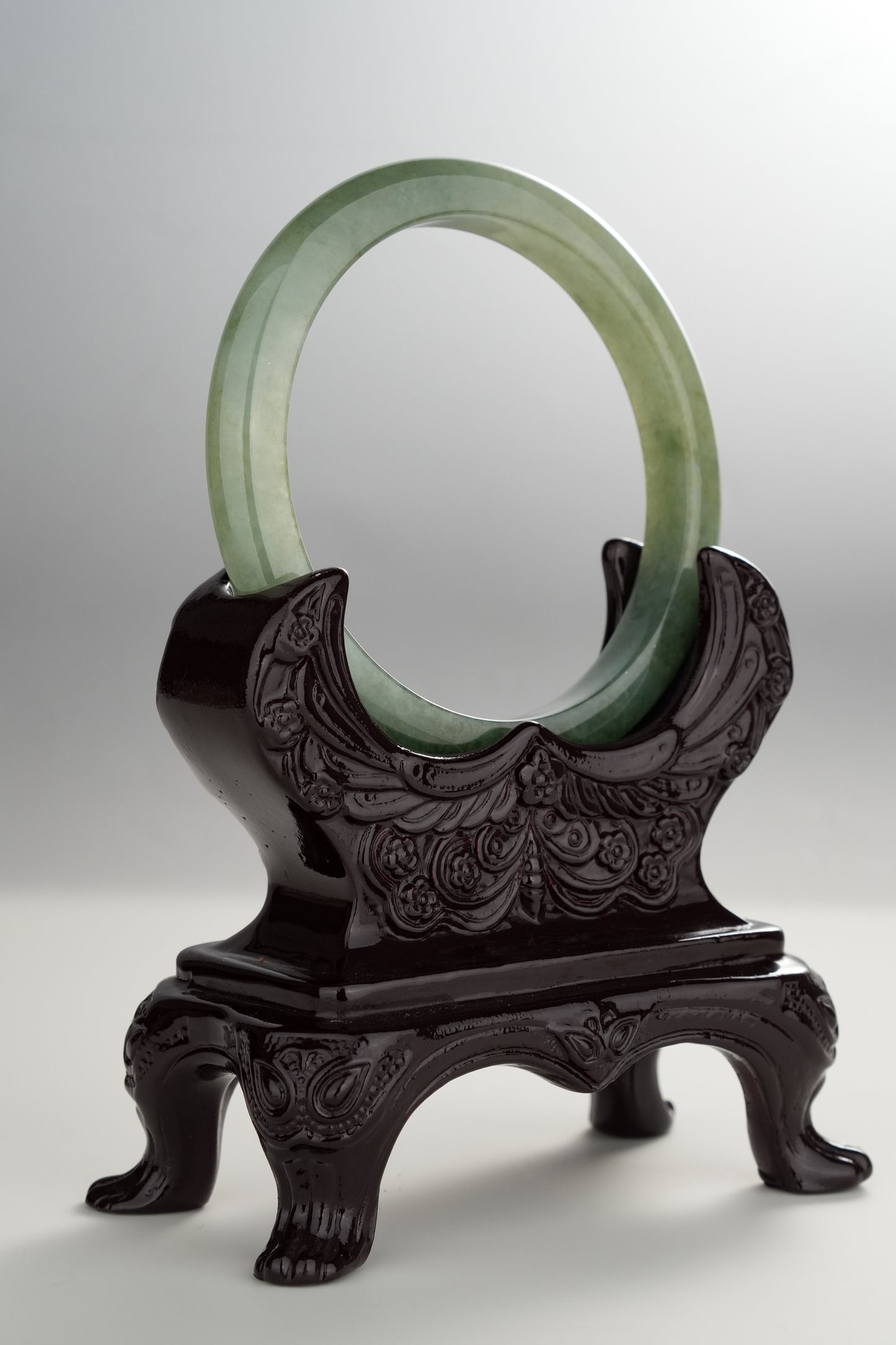#0290 Icy Olive Green Jade Bangle Size 58