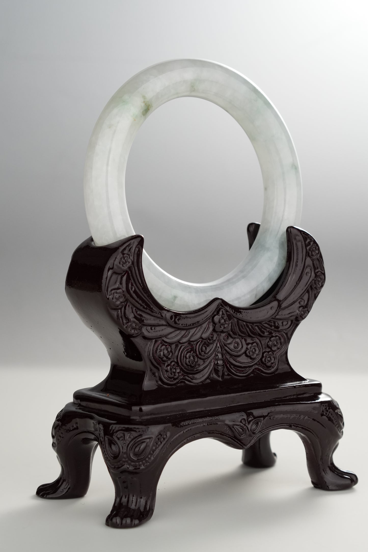#0293 Icy Light Green Jade Bangle Size 52.8 (fits up to 54)