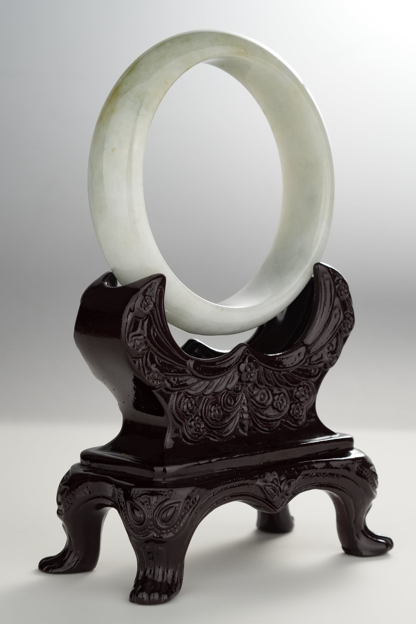 #0299 White Light Grey Yellow Jade Bangle Size 60.5