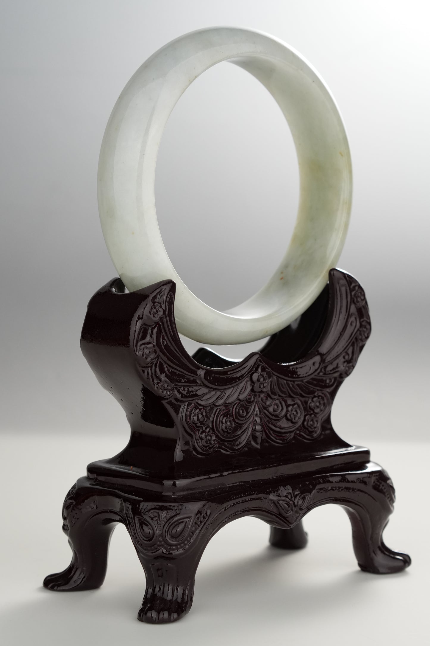 #0299 White Light Grey Yellow Jade Bangle Size 60.5