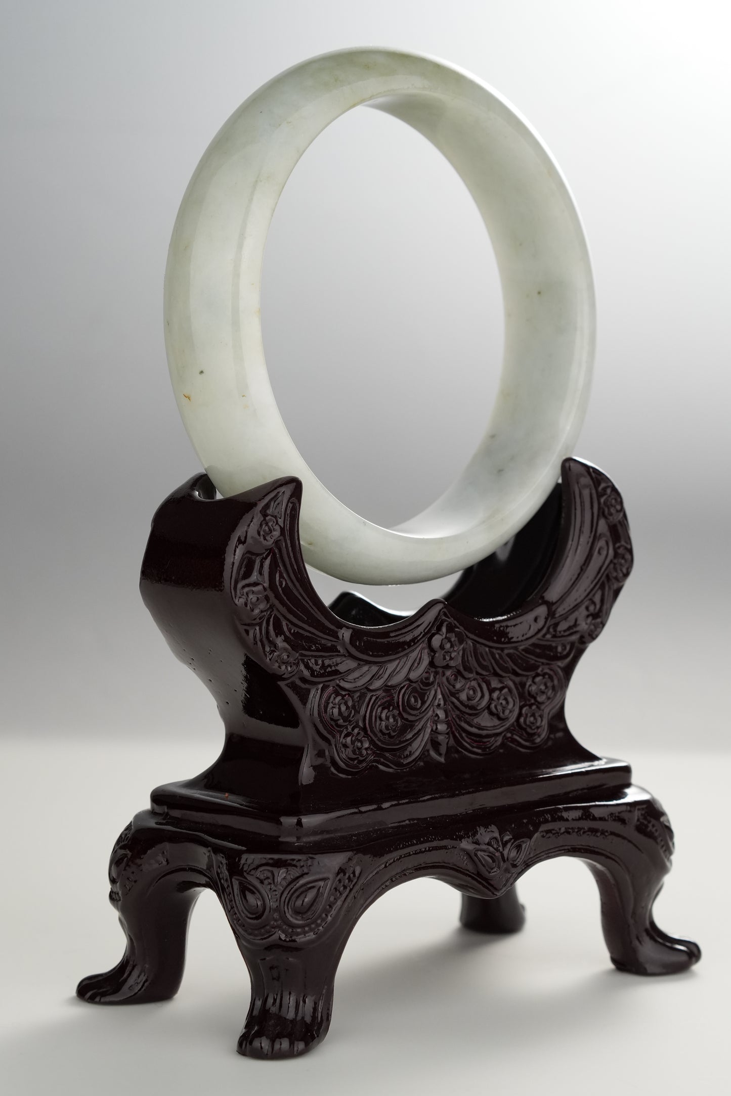 #0299 White Light Grey Yellow Jade Bangle Size 60.5
