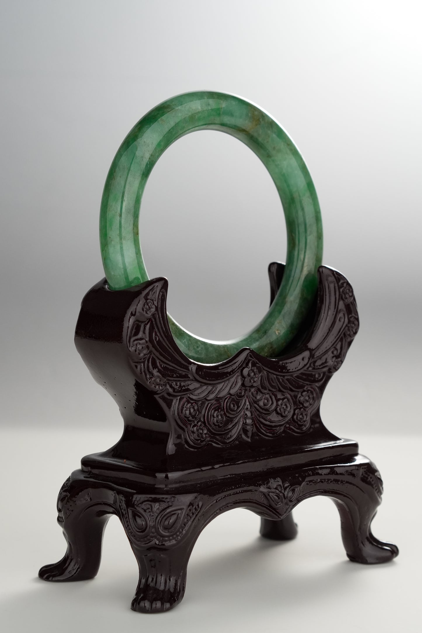 #0300 Rich Green Yellow Jade Bangle Size 52.6 (fits up to 54.1)