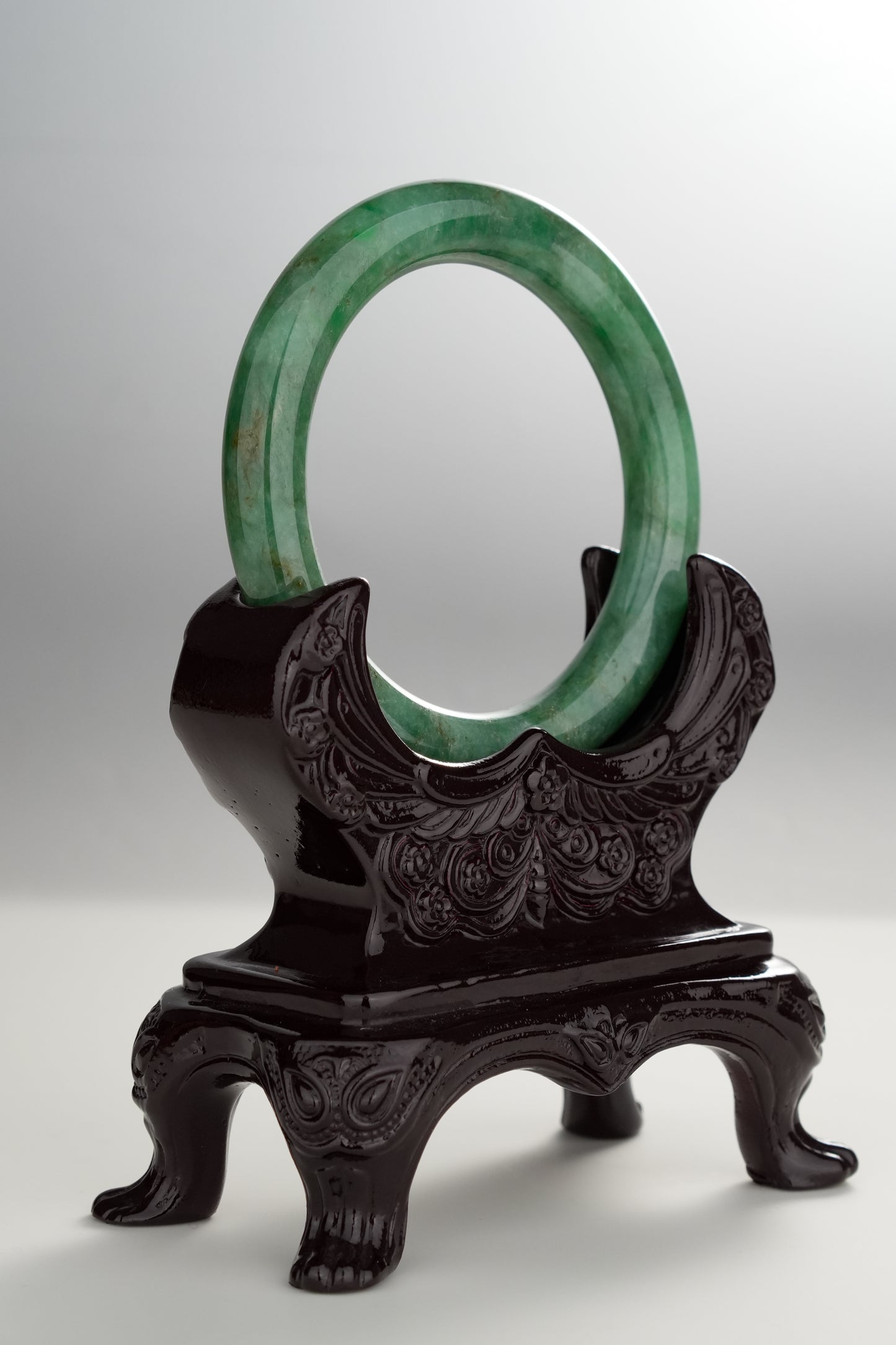 #0300 Rich Green Yellow Jade Bangle Size 52.6 (fits up to 54.1)