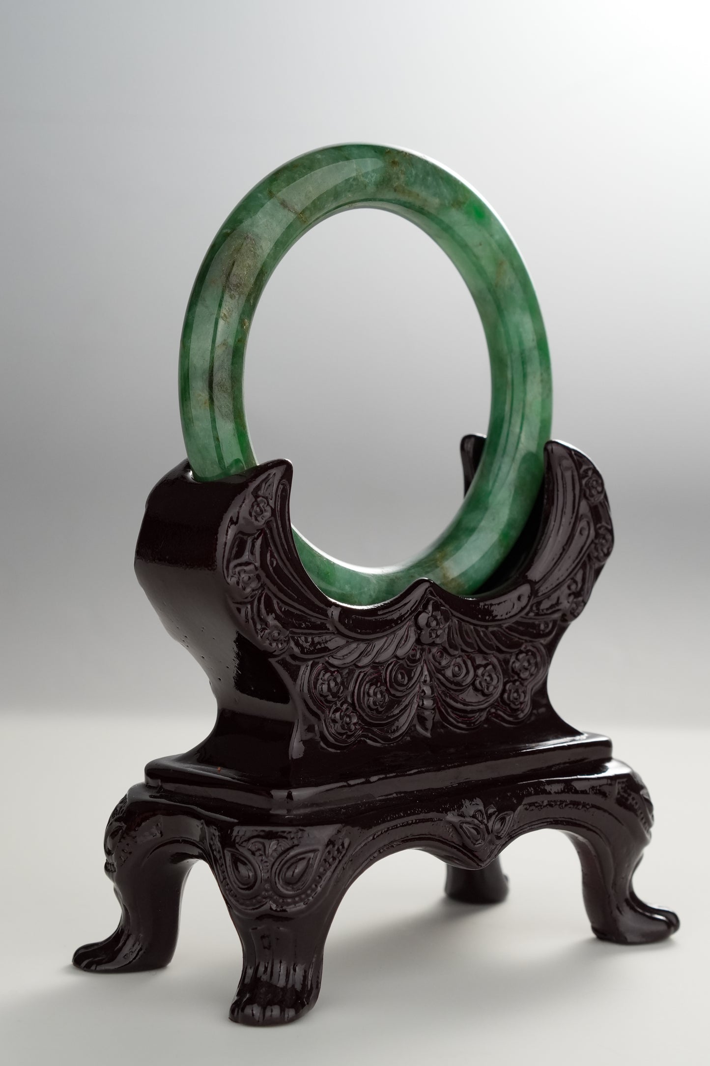 #0300 Rich Green Yellow Jade Bangle Size 52.6 (fits up to 54.1)