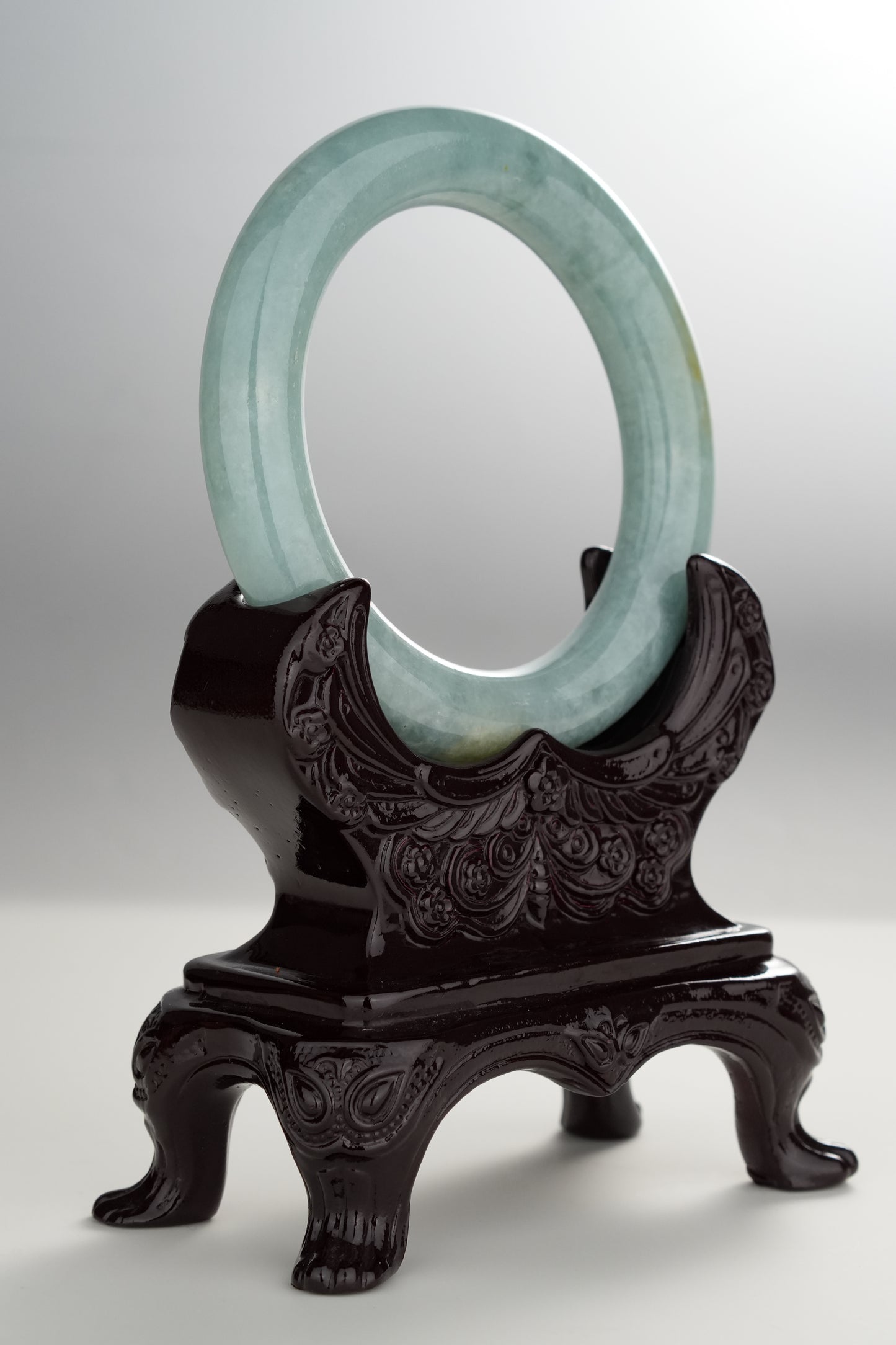 #0308 Lake Bluish Green Yellow Jade Bangle Size 54.6 (fits up to 56.1)