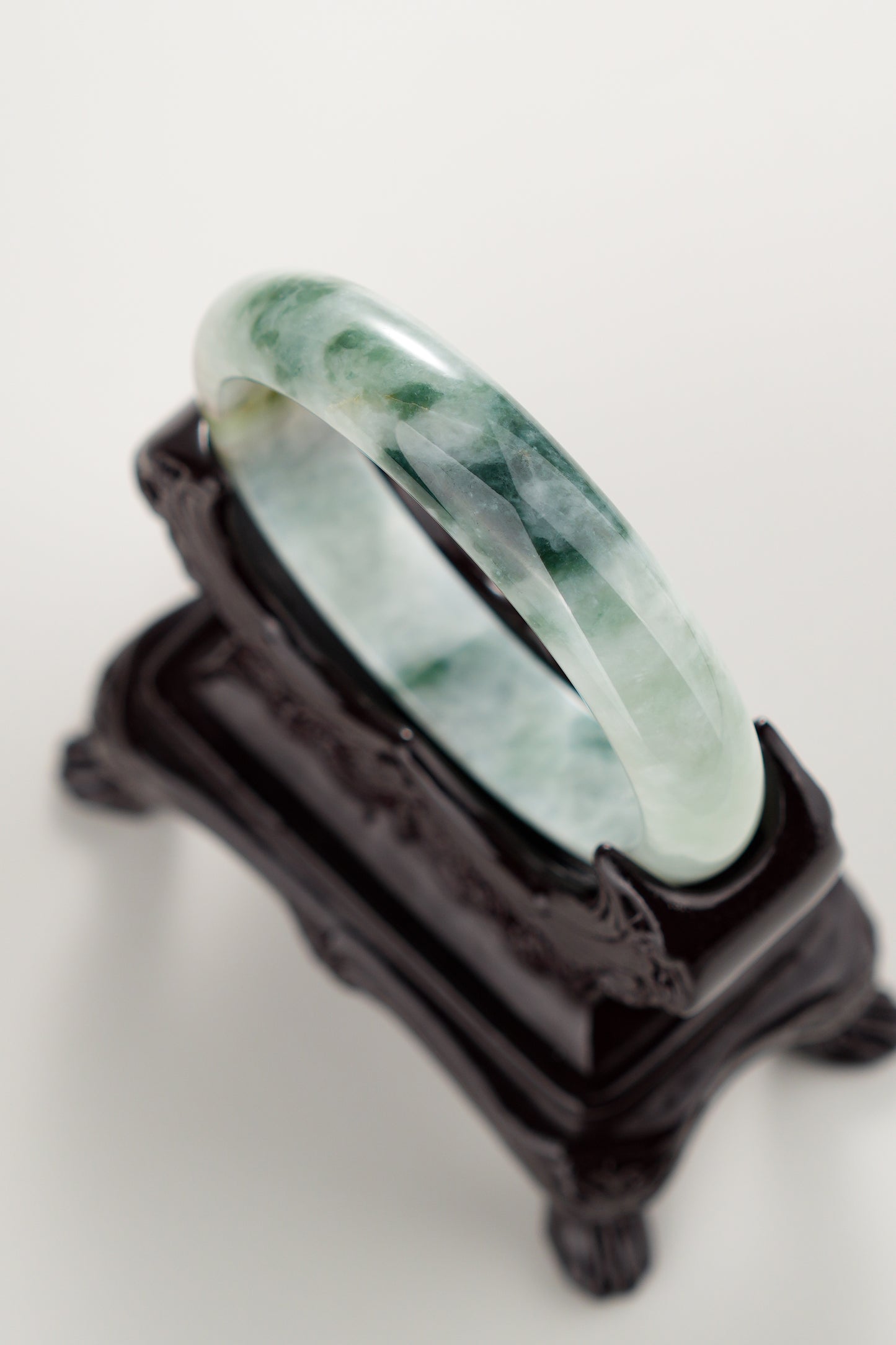 #0311 Green Yellow Flower Jade Bangle Size 55.6