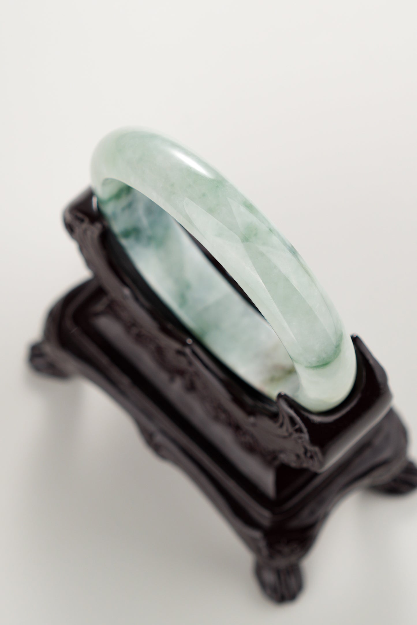 #0311 Green Yellow Flower Jade Bangle Size 55.6