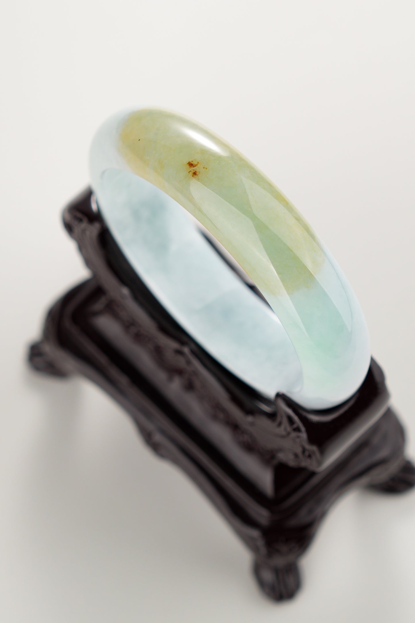 #0310 Icy Green Yellow Light Lavender Jade Bangle Size 55.8