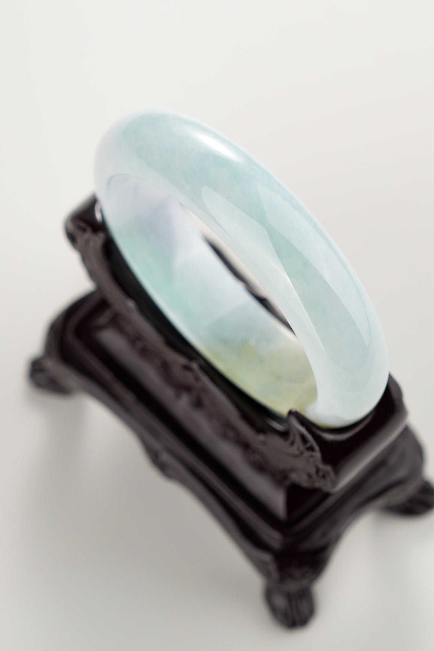 #0310 Icy Green Yellow Light Lavender Jade Bangle Size 55.8