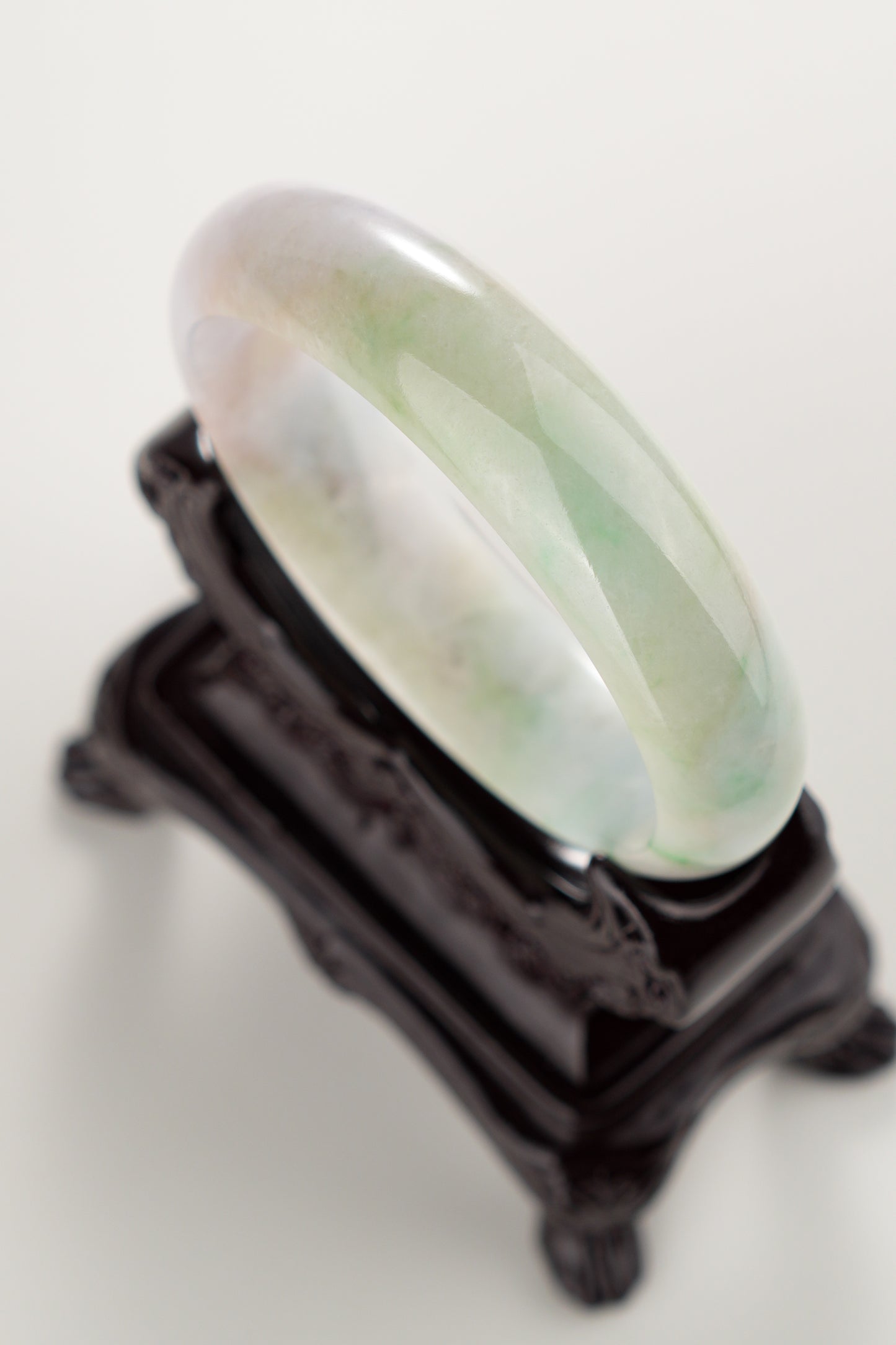#0302 Sun Green Lavender Yellow Jade Bangle Size 59.4