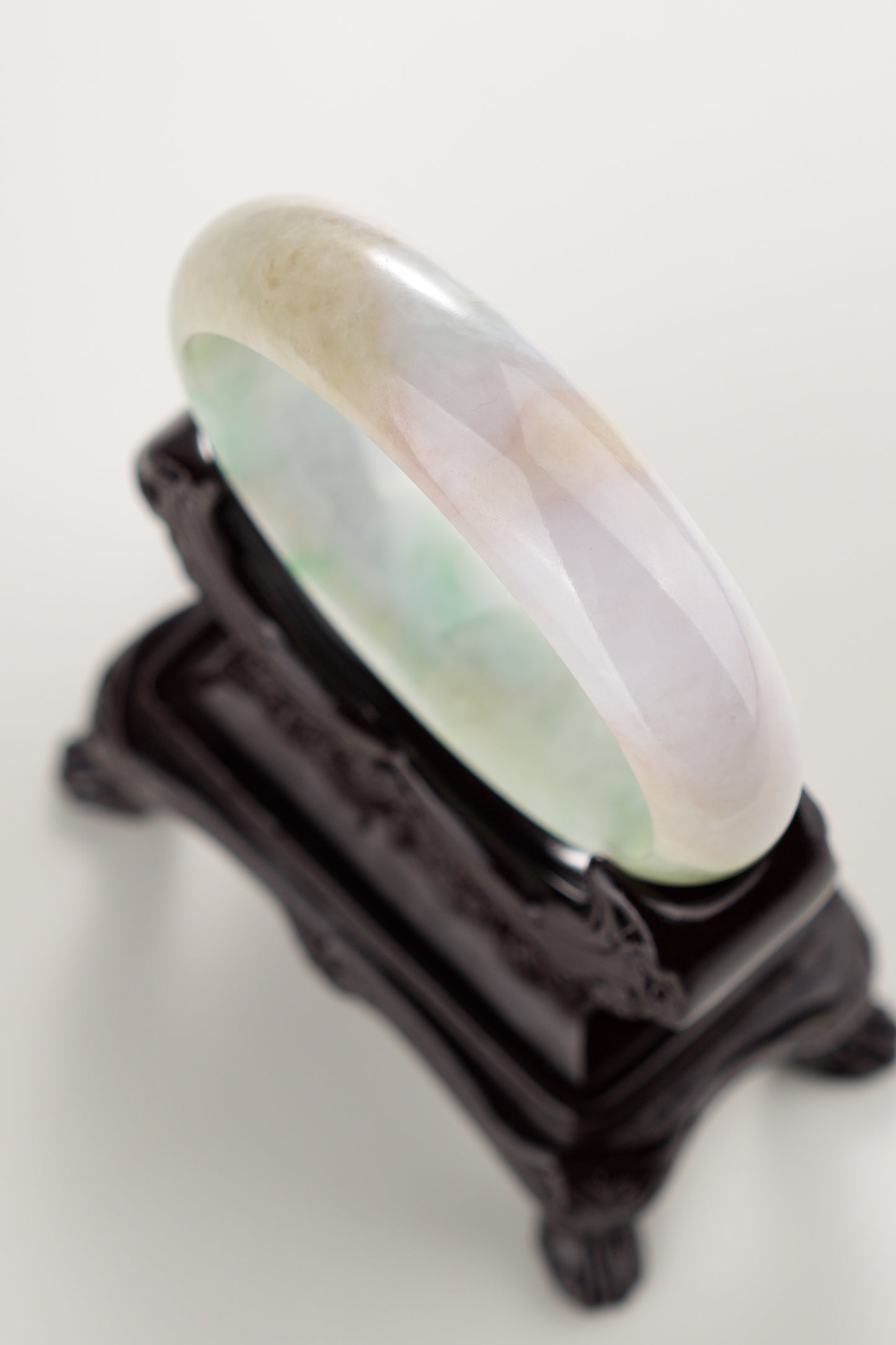 #0302 Sun Green Lavender Yellow Jade Bangle Size 59.4