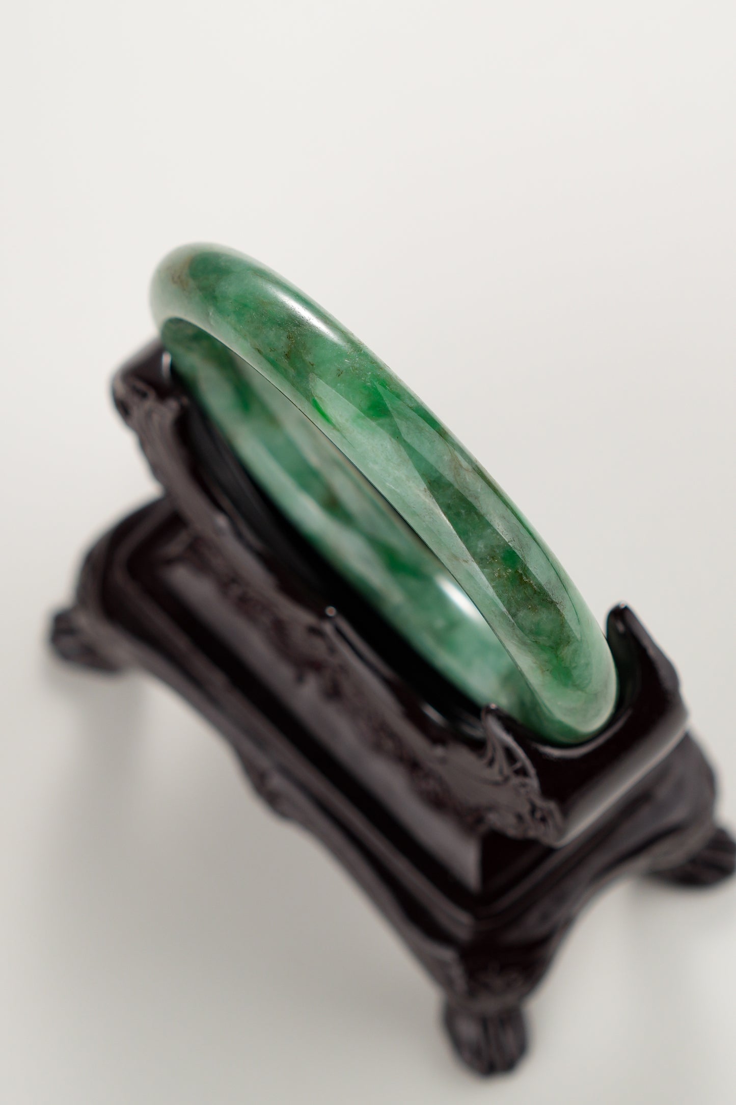 #0300 Rich Green Yellow Jade Bangle Size 52.6 (fits up to 54.1)