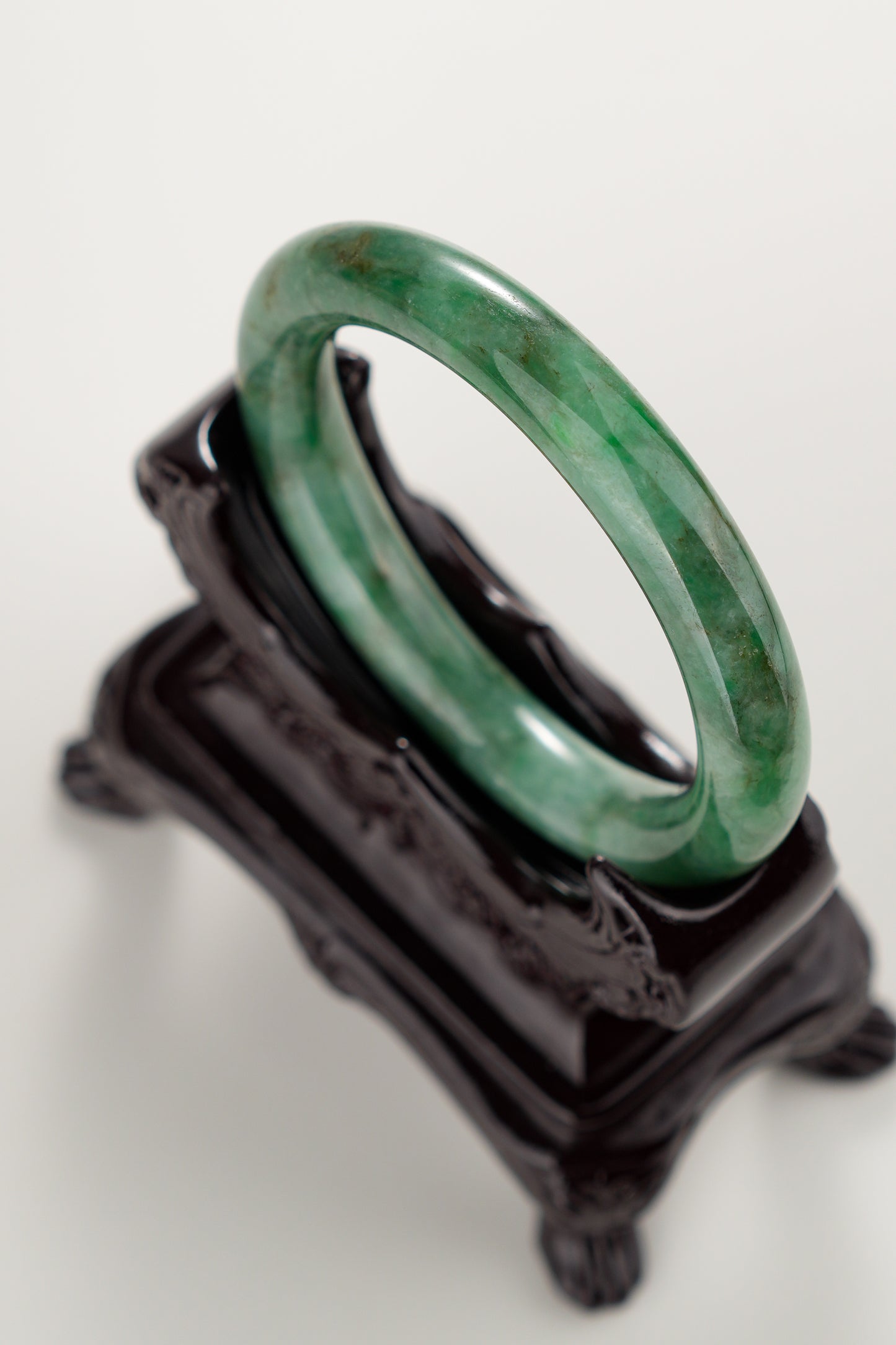 #0300 Rich Green Yellow Jade Bangle Size 52.6 (fits up to 54.1)