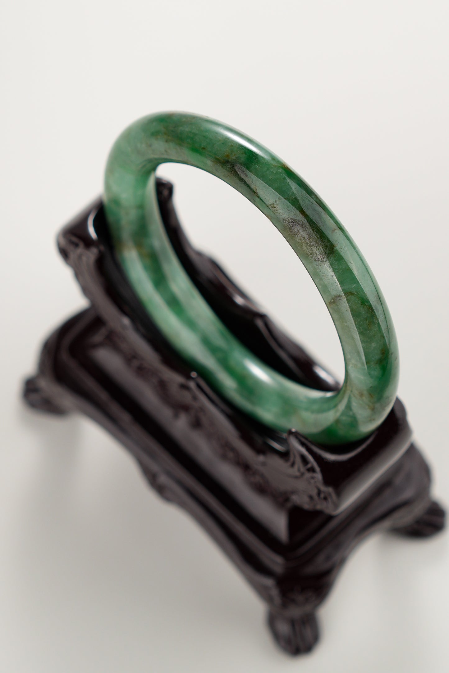 #0300 Rich Green Yellow Jade Bangle Size 52.6 (fits up to 54.1)
